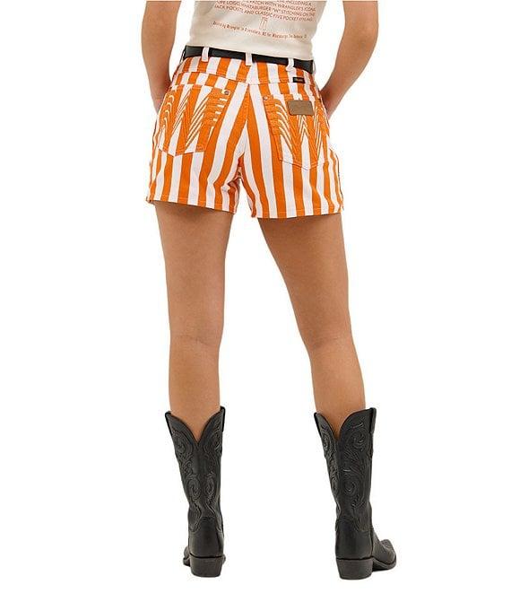 Wrangler x Whataburger Cowboy Orange and White Stripe High Rise Shorts Product Image