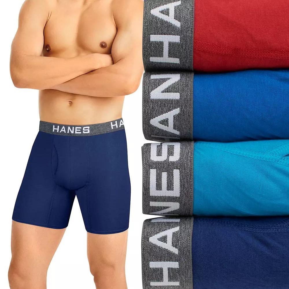 Men's Hanes® 4-Pack Ultimate Comfort Flex Fit Moisture-Wicking Boxer Brief Underwear,  Product Image