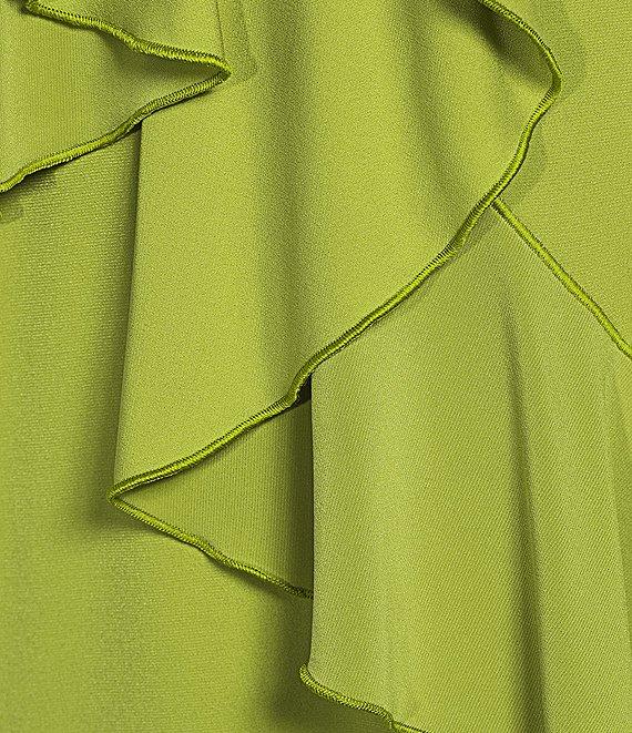 Eva Varro Knit Jersey V-Neck 3/4 Sleeve Asymmetric Ruffled Tunic Product Image