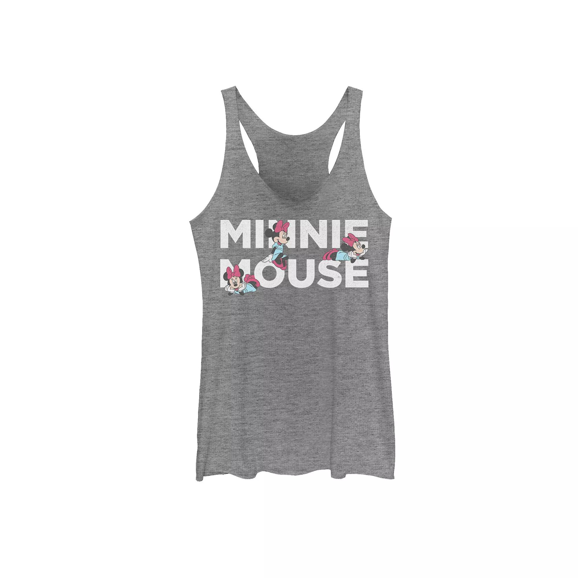 Disney's Mickey & Friends Minnie Mouse Text Portraits Juniors' Racerback Graphic Tank Top, Girl's, Size: Medium, Gray Grey Product Image