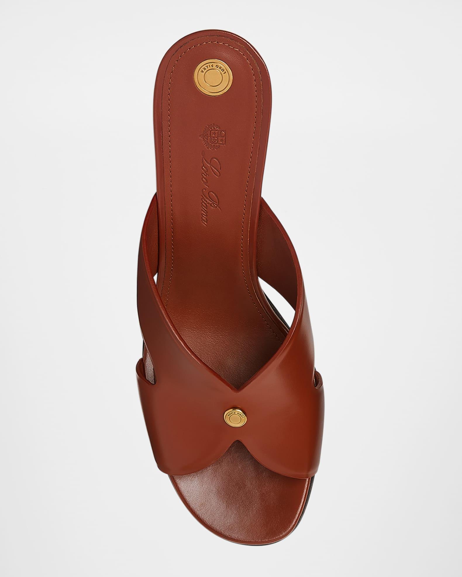Vera Leather Flat Slide Sandals Product Image