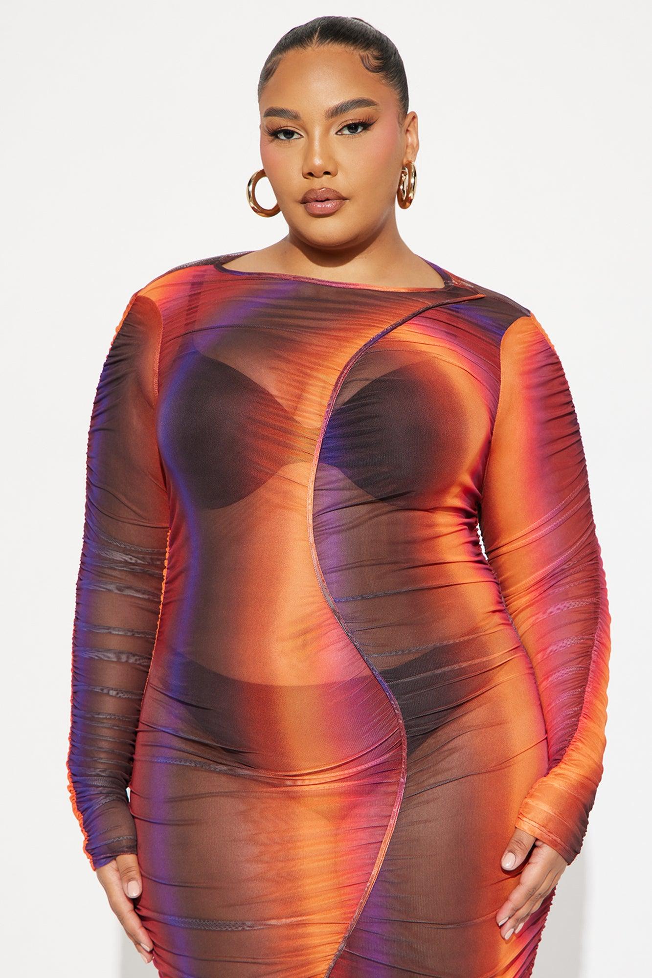 Ximena Mesh Midi Dress - Multi Color Product Image