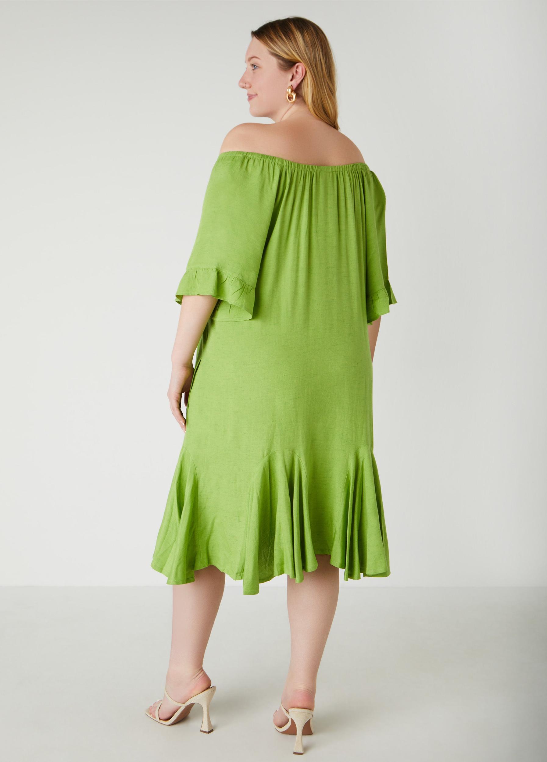 Plus Size Flounced Off The Shoulder Dress Ashley Stewart Product Image