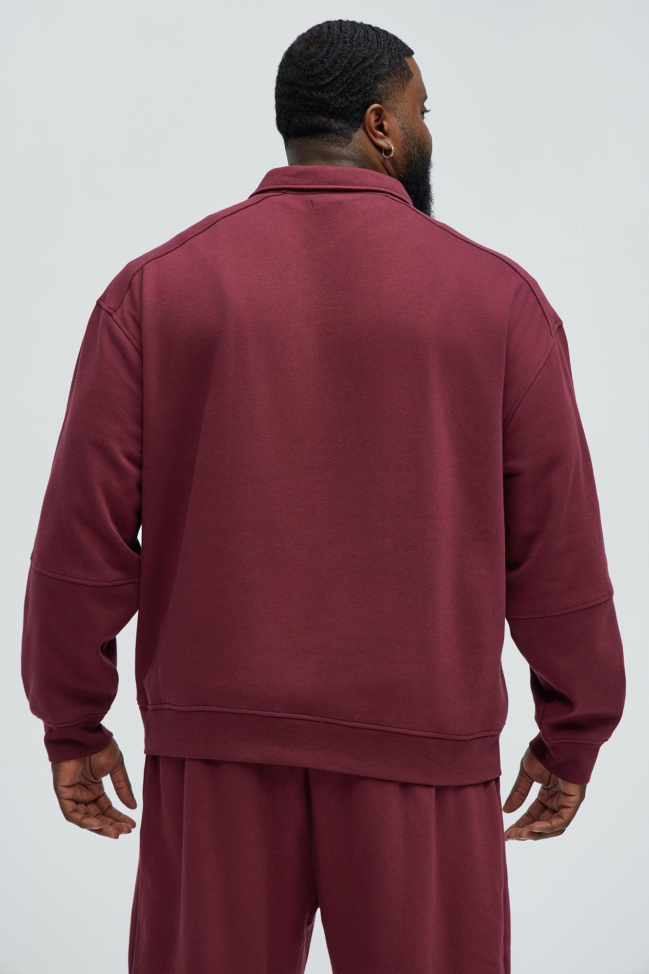 Rodeo Drive LA Collar Sweatshirt - Burgundy Product Image