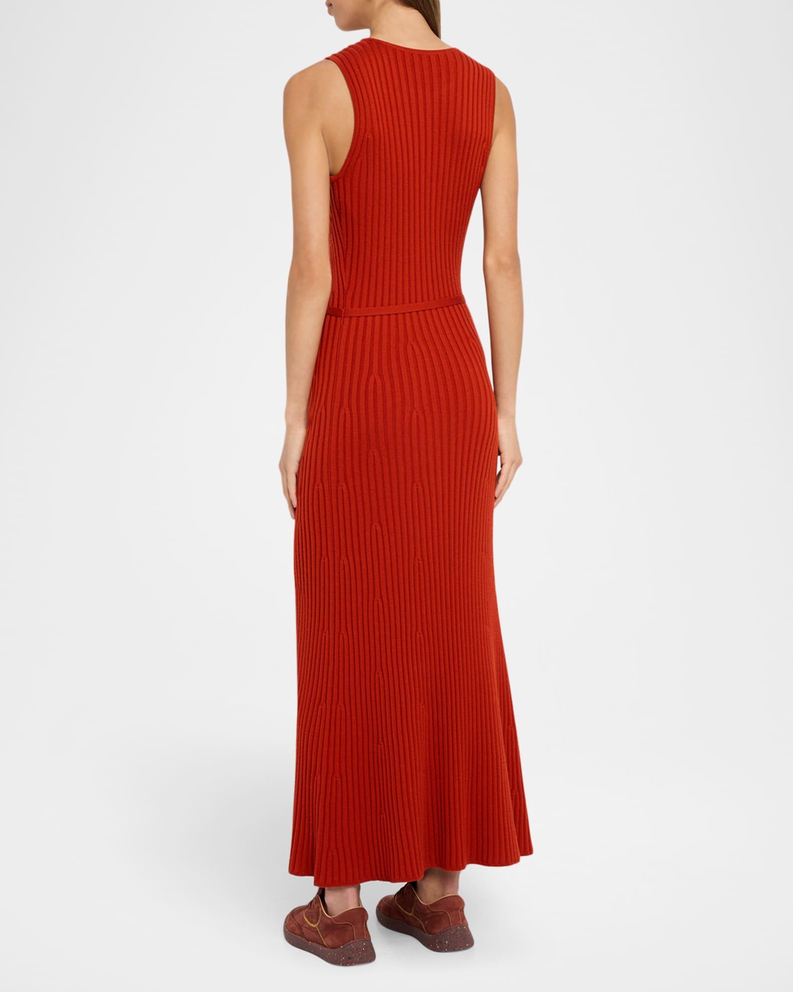 Meier Belted Cashmere Rib Midi Dress Product Image