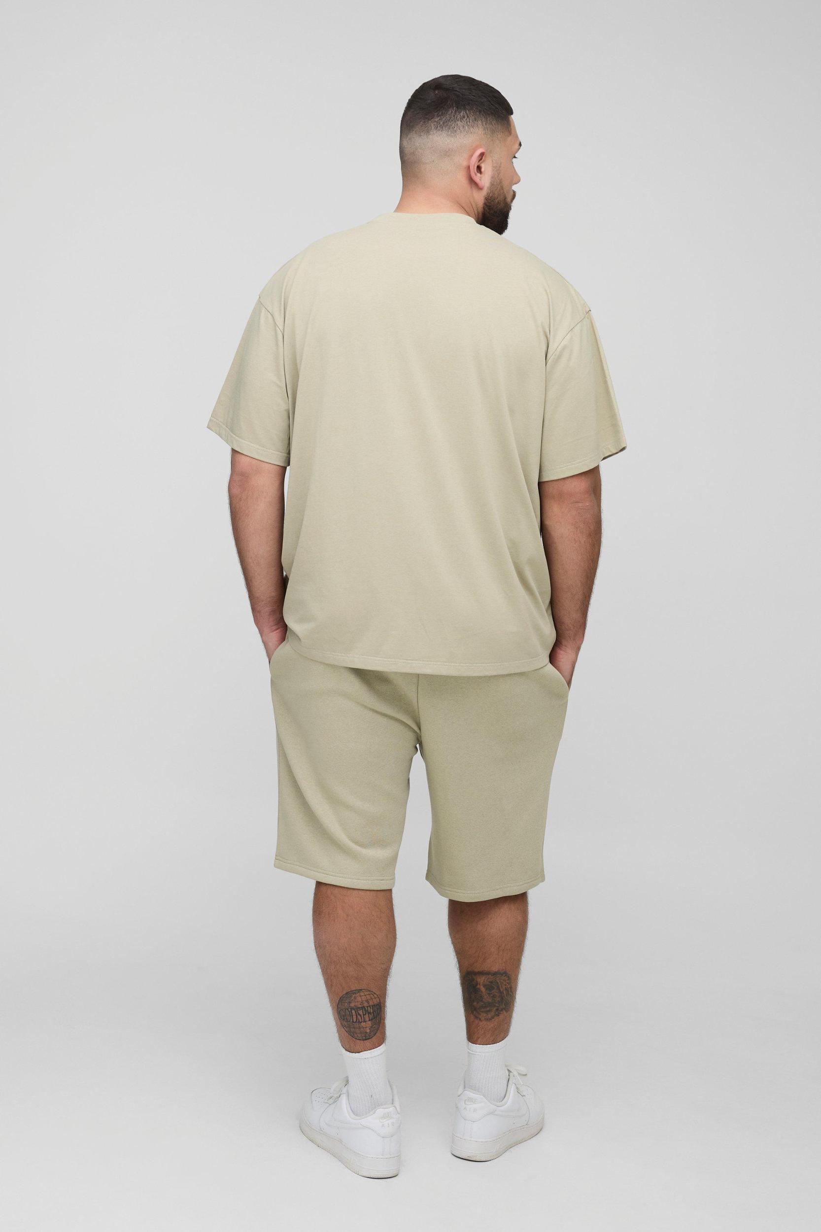 Plus Oversized Worldwide Cross Print T-Shirt & Short Set | boohooMAN USA Product Image