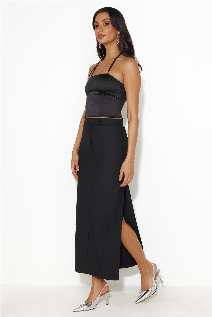 LIONESS Minimalist Maxi Skirt Onyx Product Image