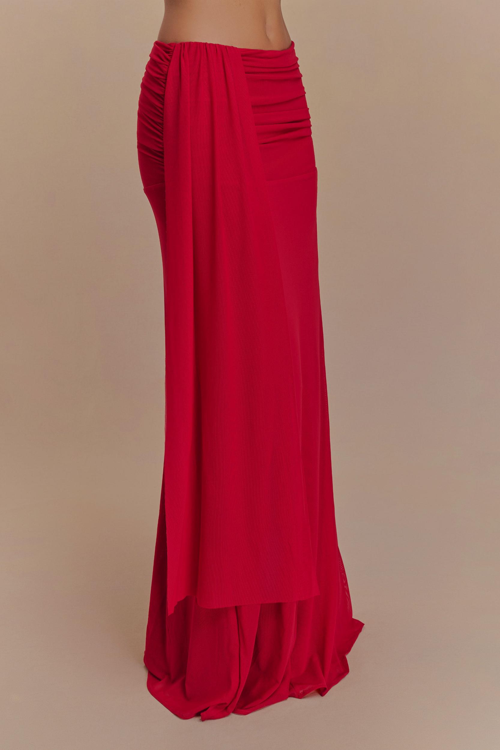 Arna Mesh Maxi Skirt - Ruby Product Image