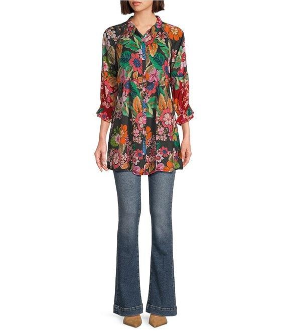 JOHNNY WAS Lapham Adonia Floral Print V-Neck Long Sleeve Tunic Product Image