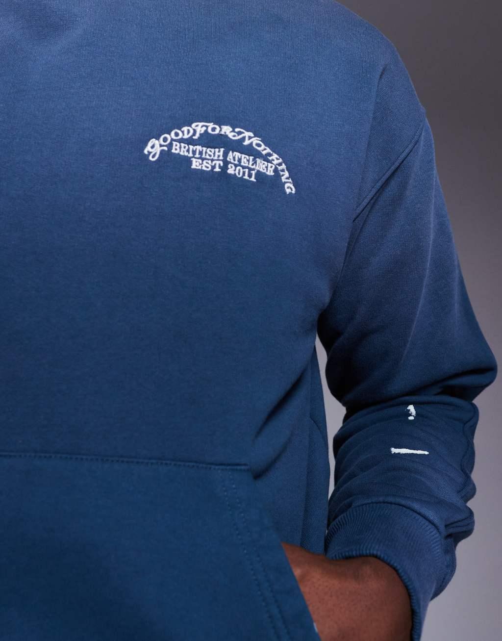 Good For Nothing Abrade fade splatter hoodie in navy Product Image