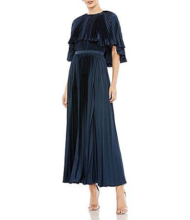 Womens Pliss Cape-Sleeve Cocktail Dress Product Image