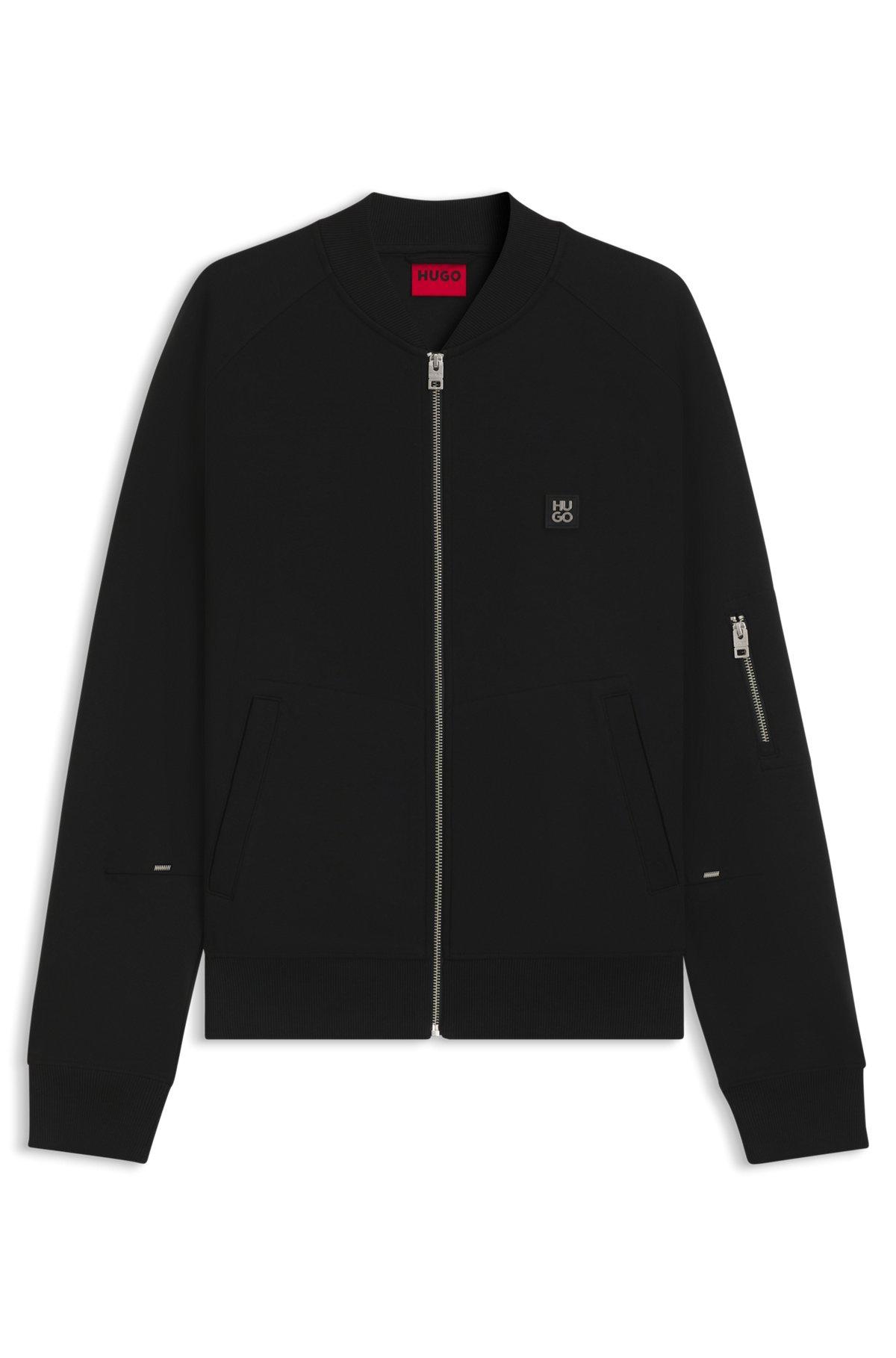 HUGO - Oversize-fit bomber jacket in jersey - Black Product Image
