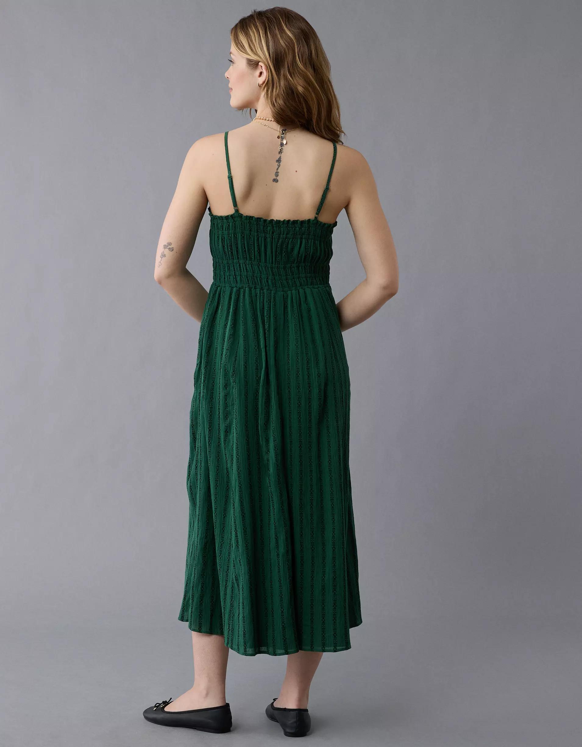 AE Ruched Button-Up Midi Dress Product Image