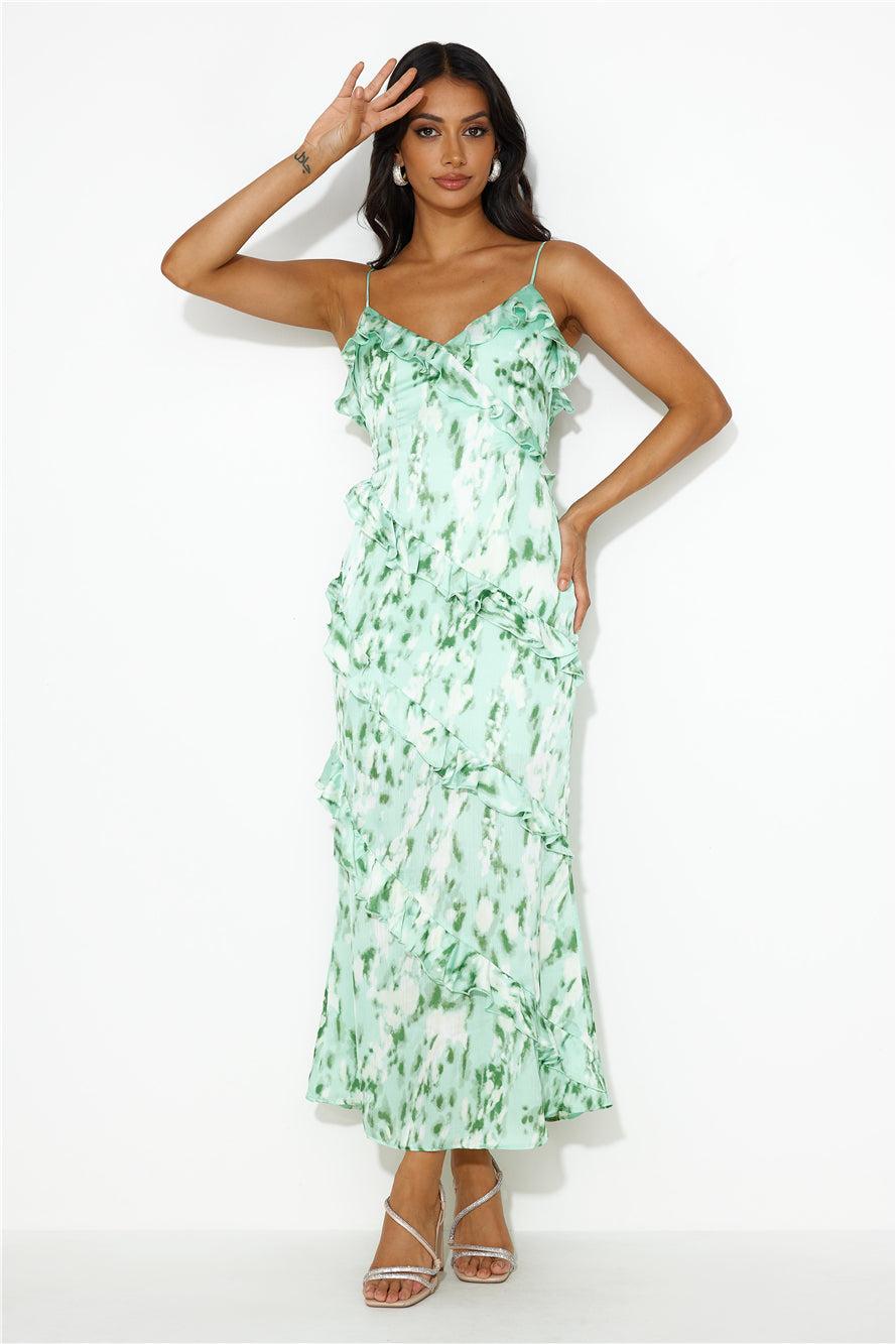 Tickle Fancy Frill Midi Dress Green Product Image