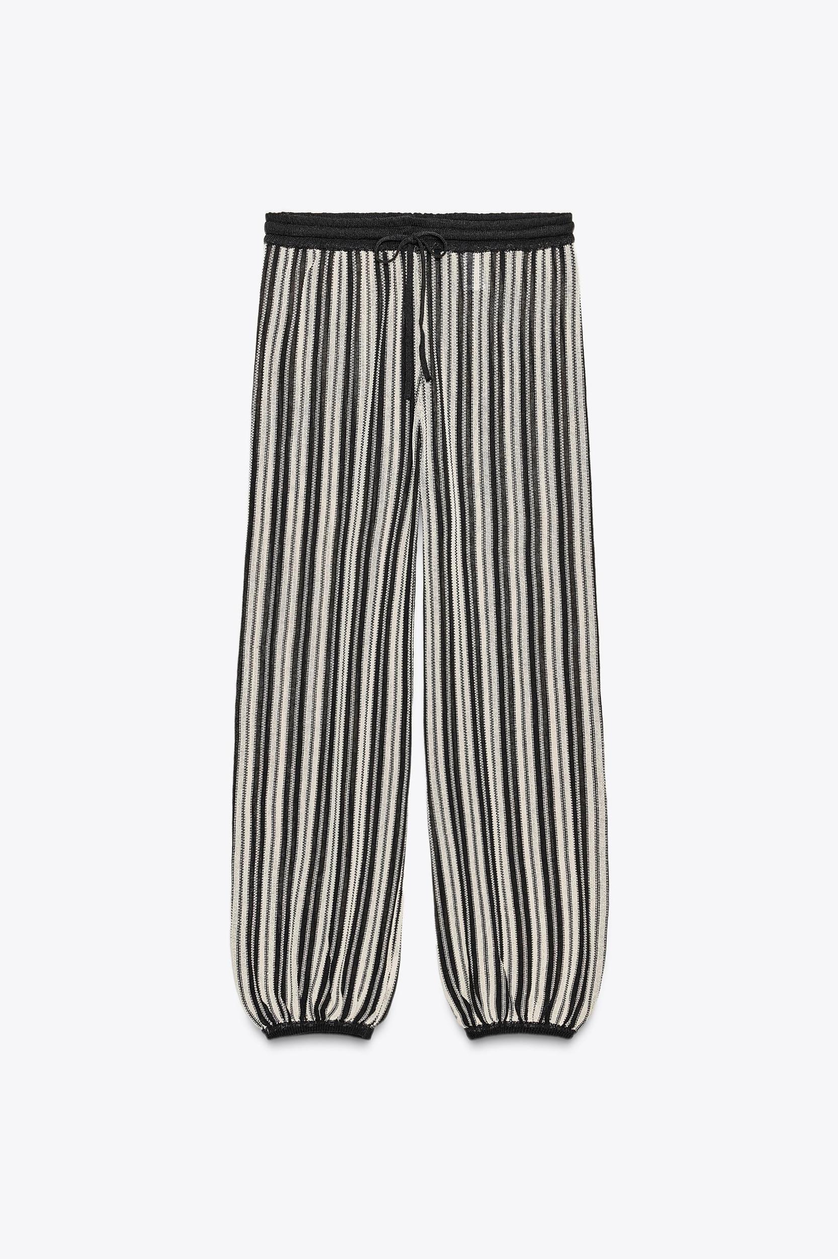 STRIPED LINEN CUFFED HEM PANTS Product Image