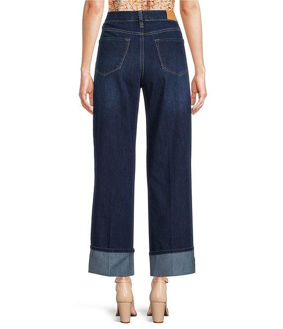 Dear John Holly Stretch Denim High Rise Cropped Wide Leg Jeans Product Image