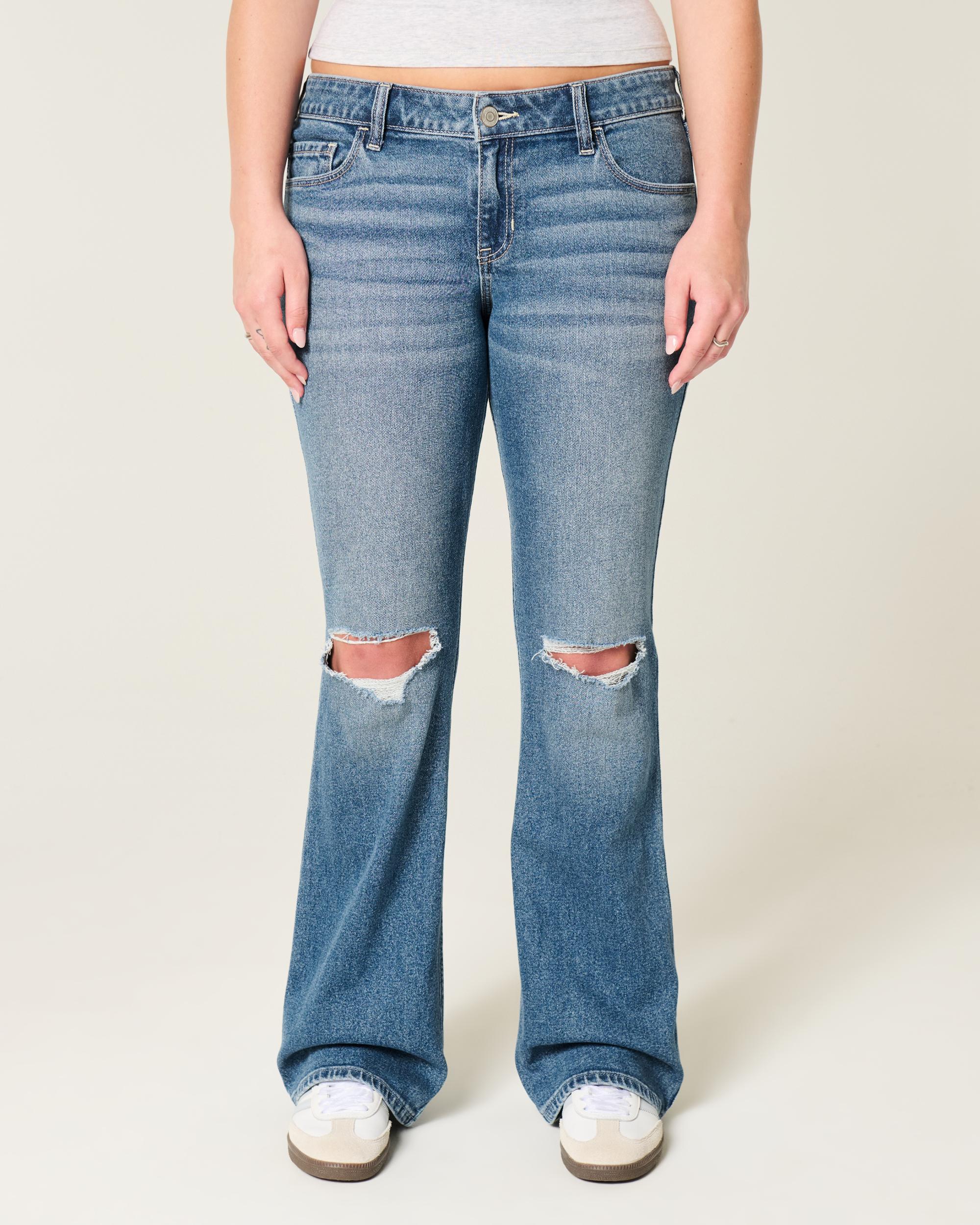 Low-Rise Ripped Medium Wash Boot Jeans Product Image