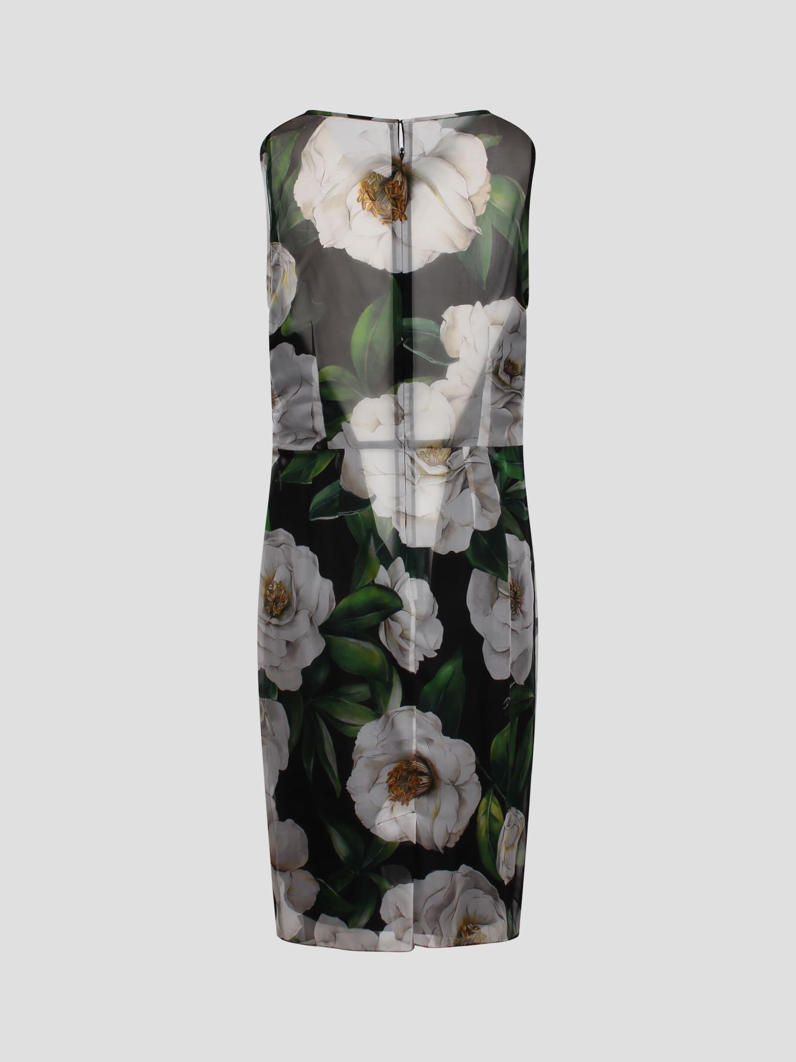 DOLCE & GABBANA Silk Dress With Floral Print Dresses Multicolor In Gardeniafnero Product Image