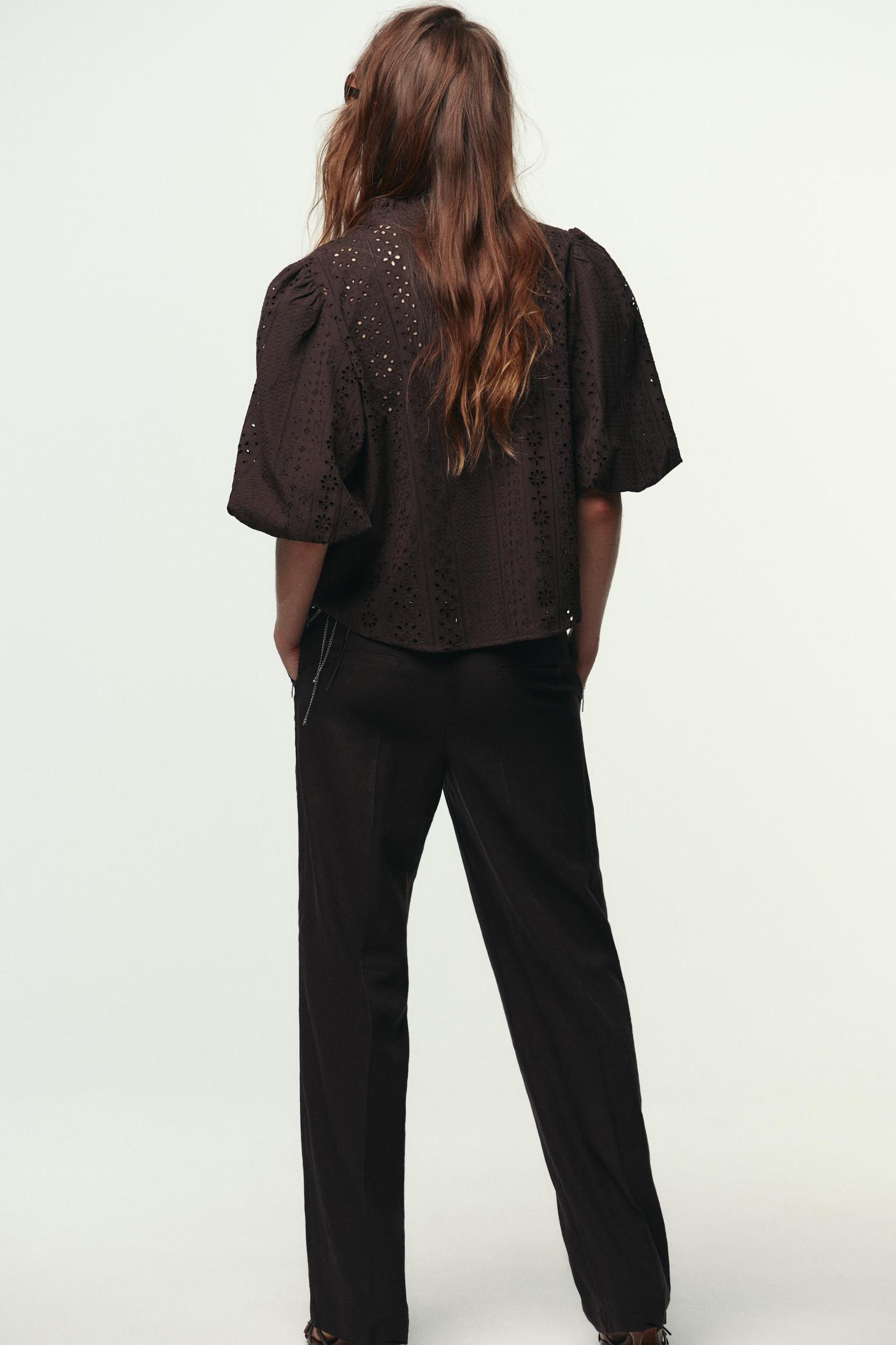 PUFF SLEEVE SHIRT WITH PERFORATED EMBROIDERY Product Image
