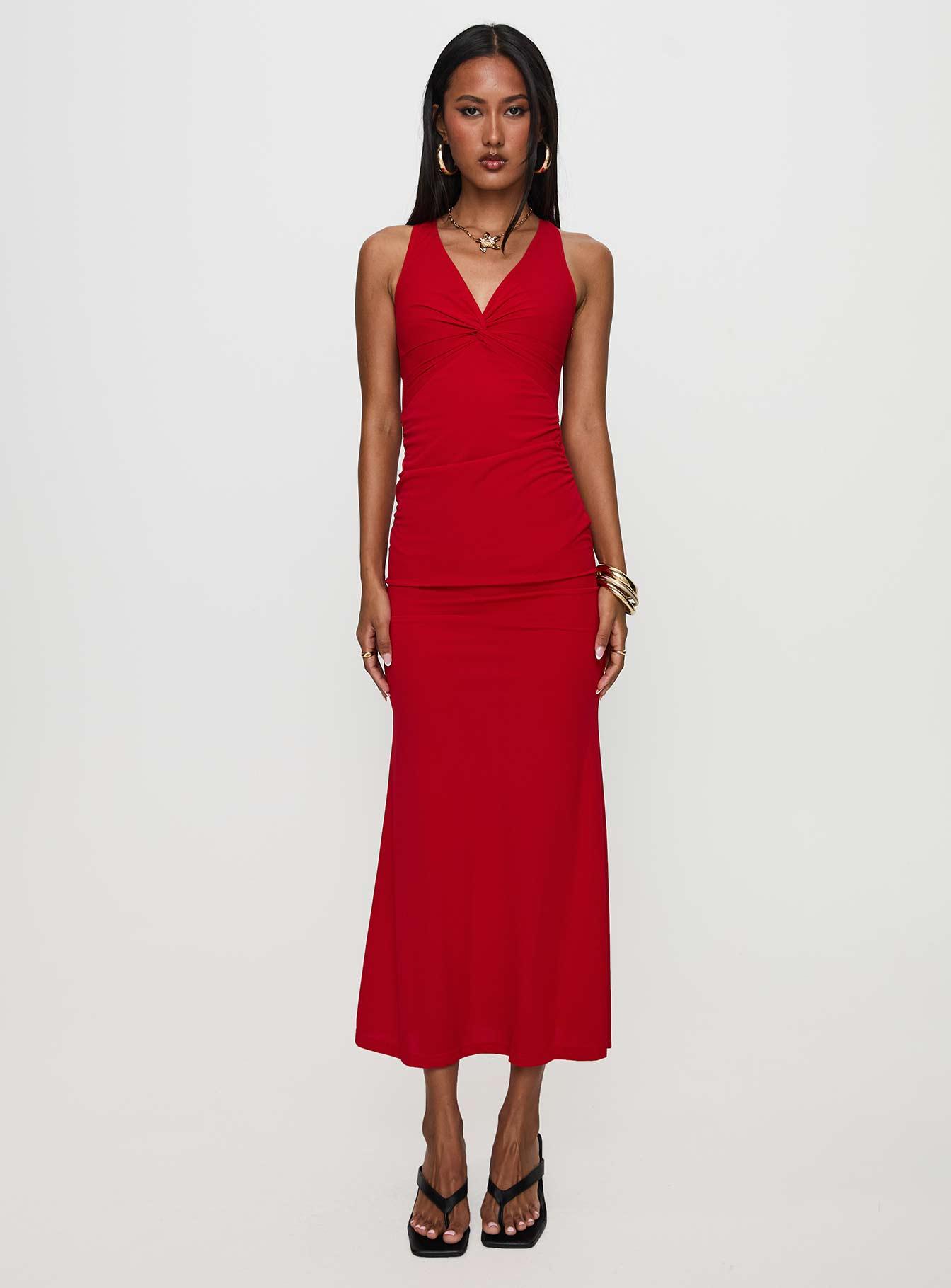 Mesmerise Halter Maxi Dress Red Product Image