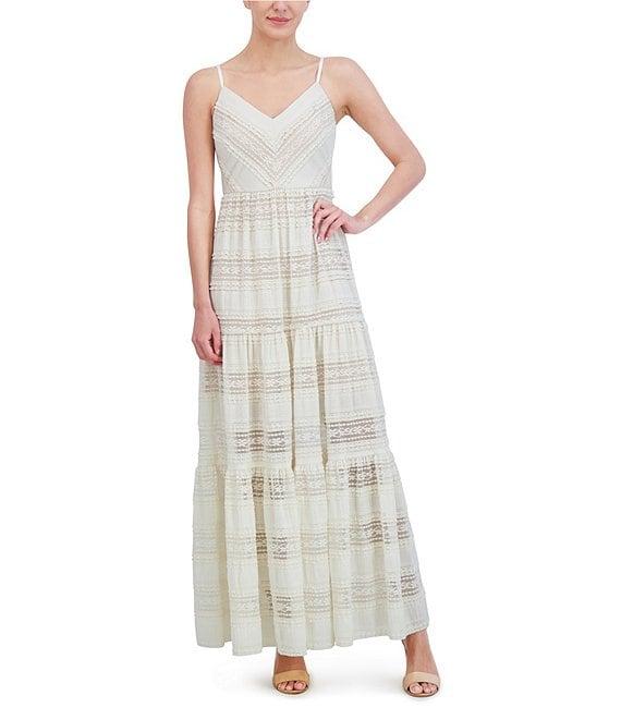 Eliza J Lace V-Neck Sleeveless Tiered Maxi Dress Product Image