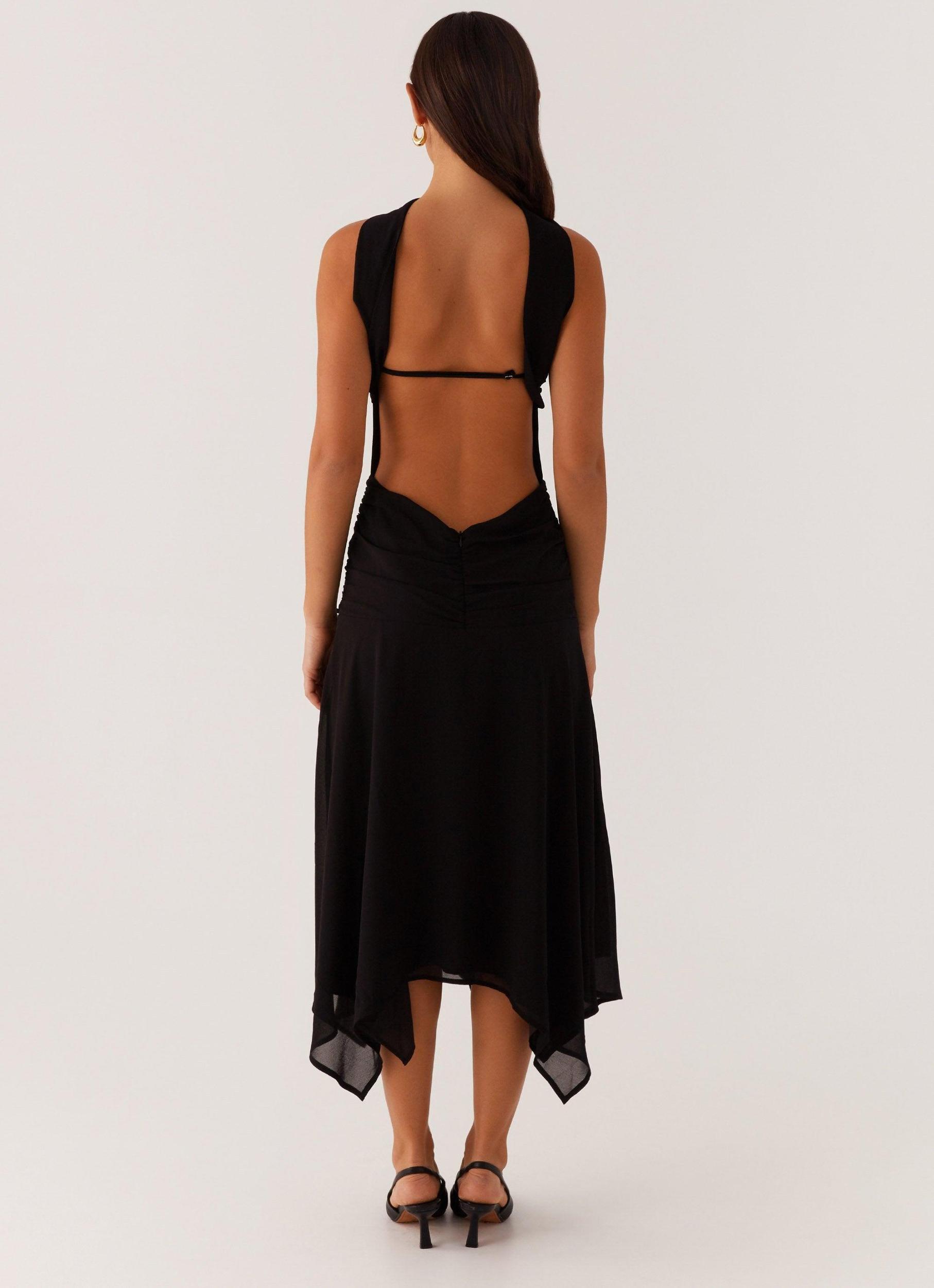 Leto Chiffon Midi Dress - Black Product Image