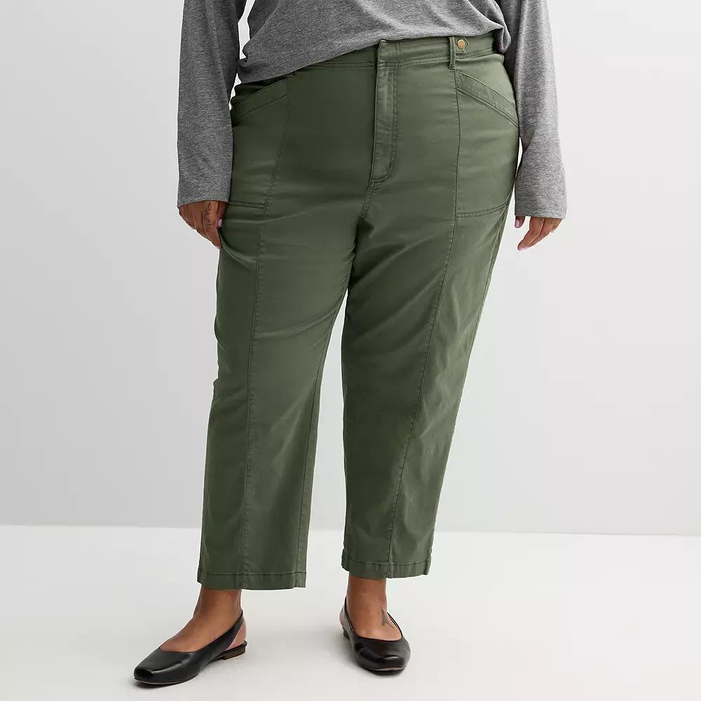 Plus Size Sonoma Goods For Life® Twill Utility Pants, Women's, Size: 4XL, Manolo Green Product Image