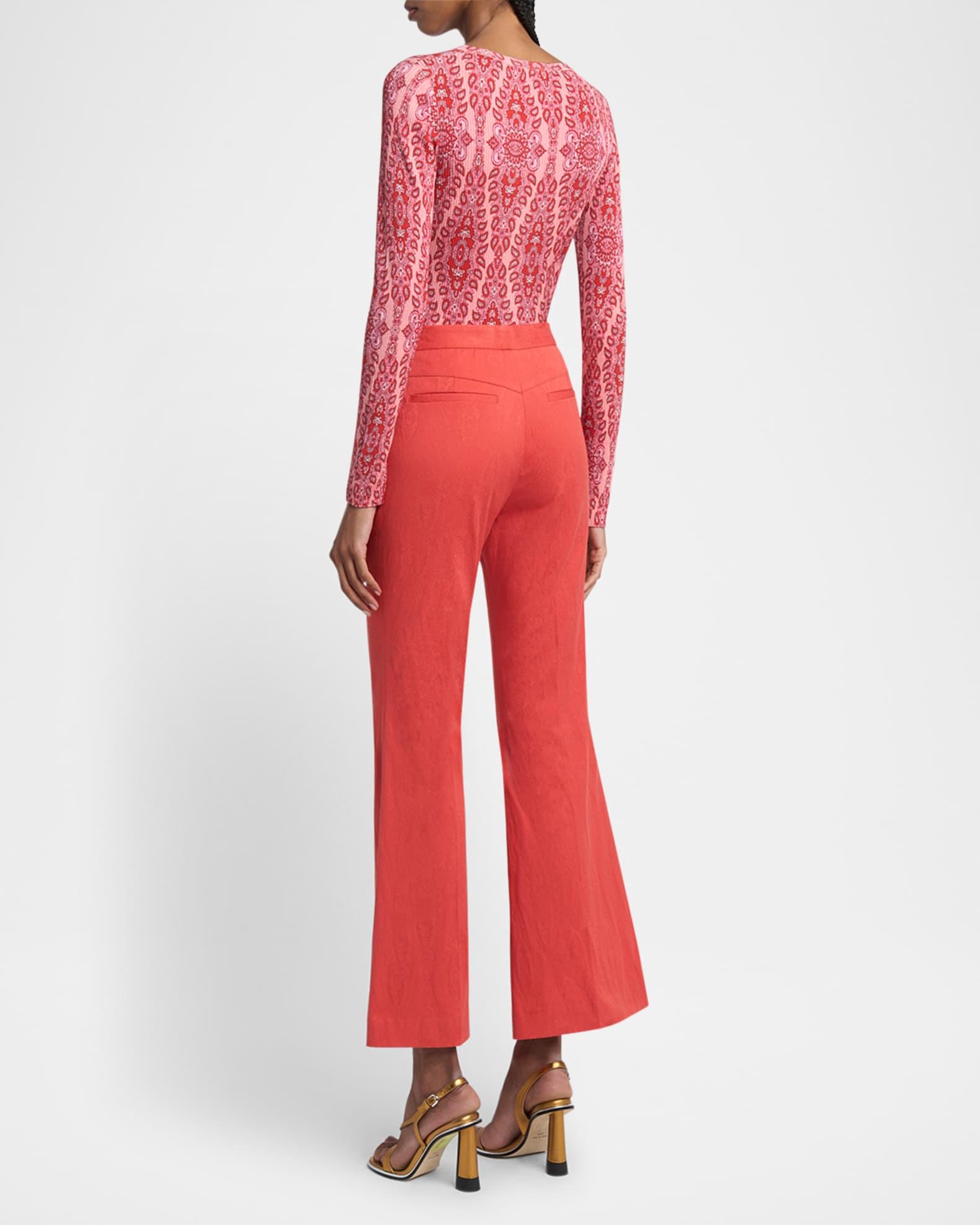 Tonal Paisley Cotton Jacquard Flare Trousers Product Image