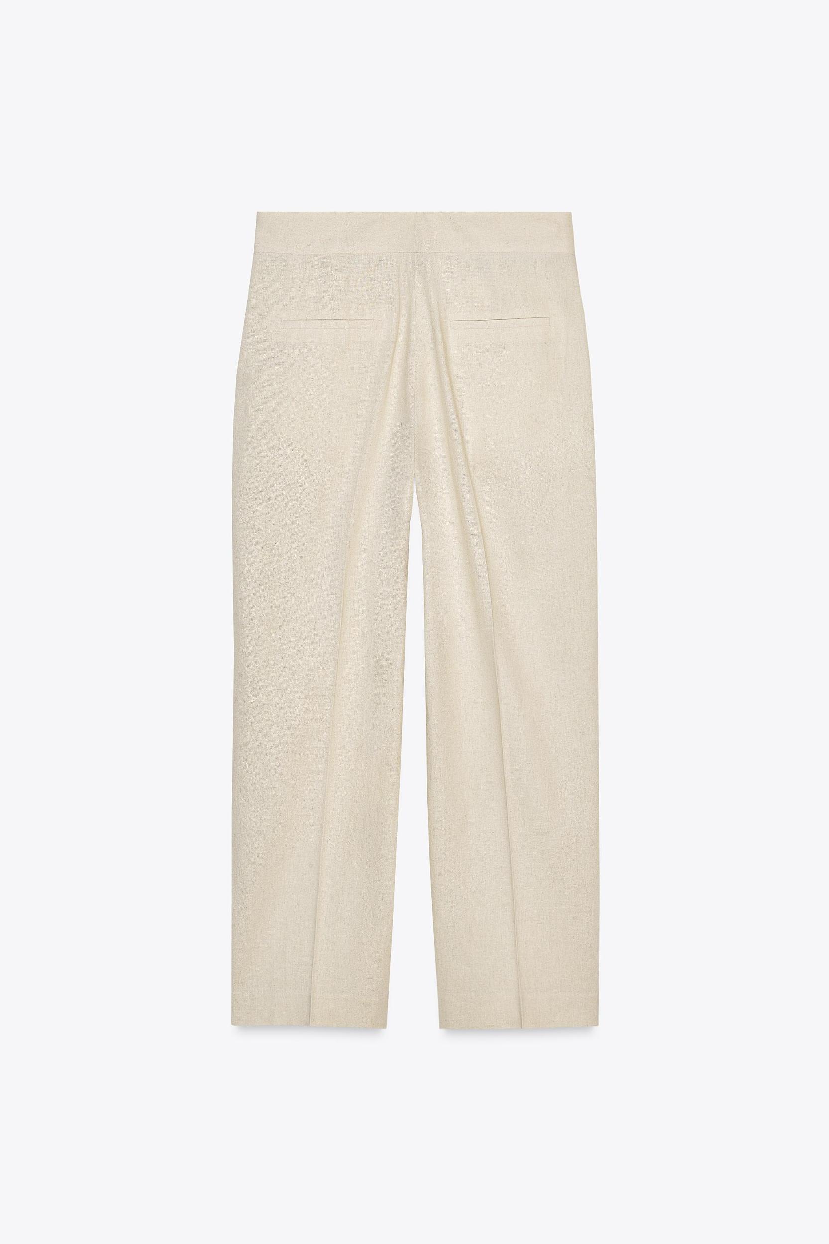 PLEATED LINEN STRAIGHT LEG PANTS Product Image