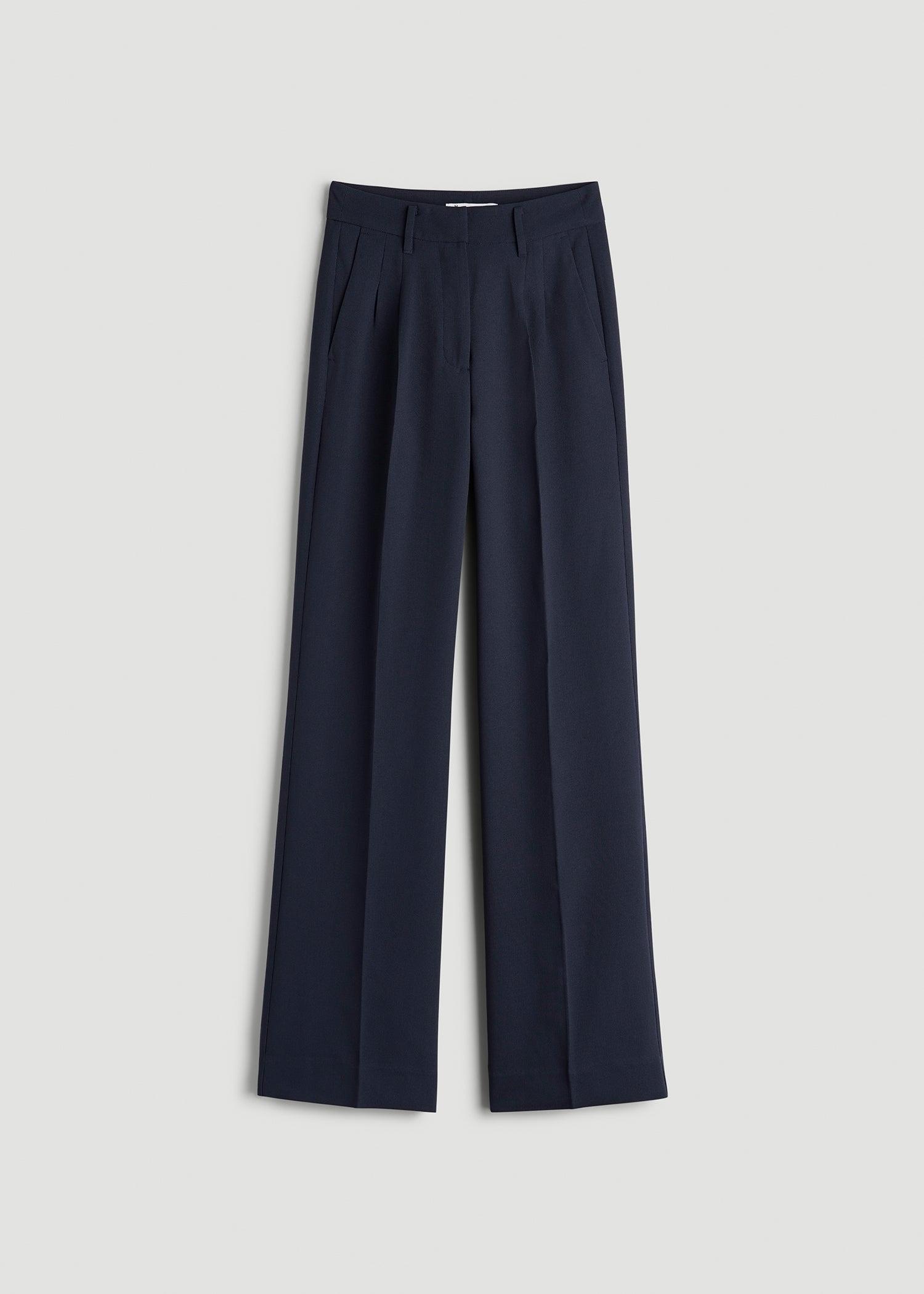Pleated WIDE Leg Dress Pants for Tall Women in Navy Female Product Image