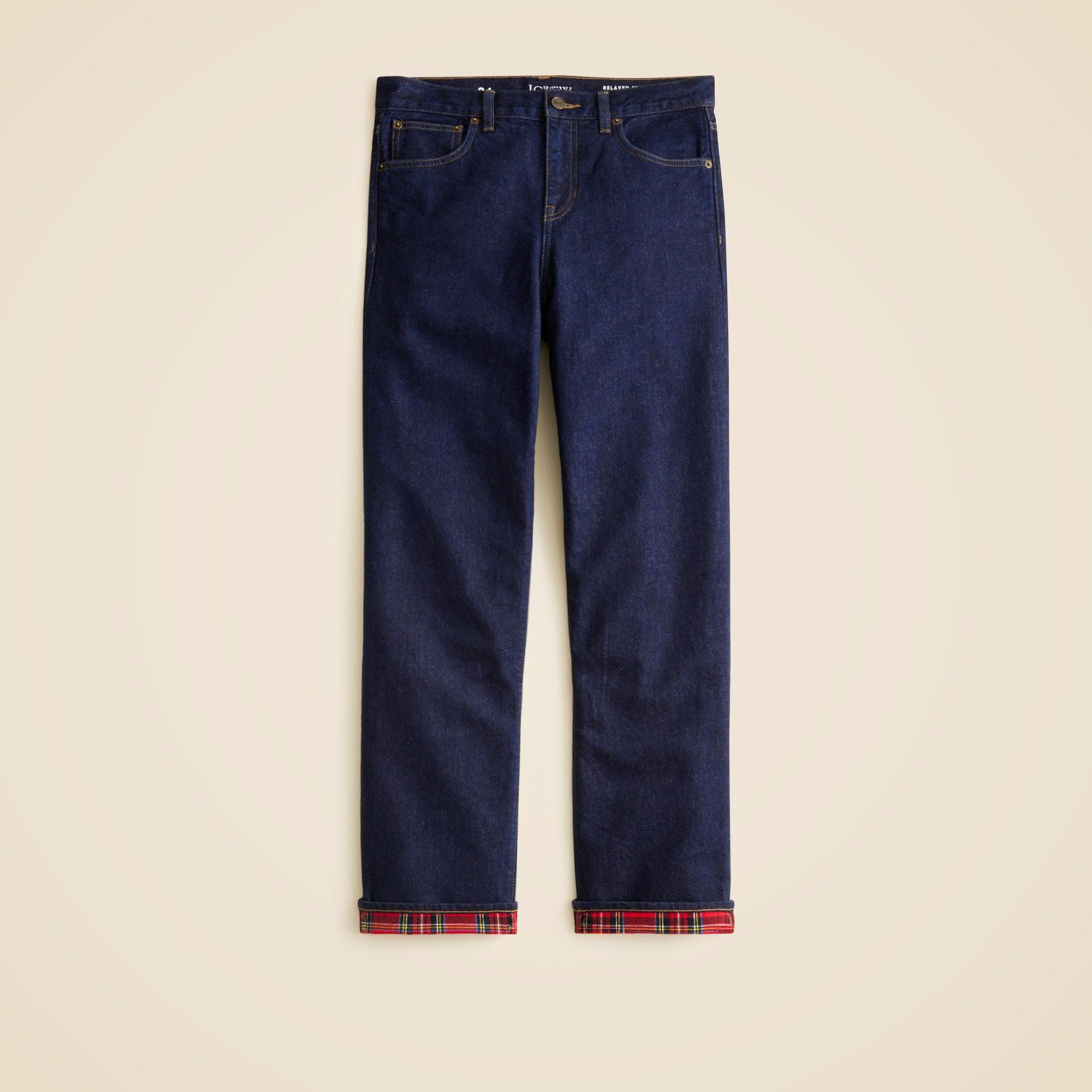 Flannel-lined relaxed straight jean in Rinse wash Product Image