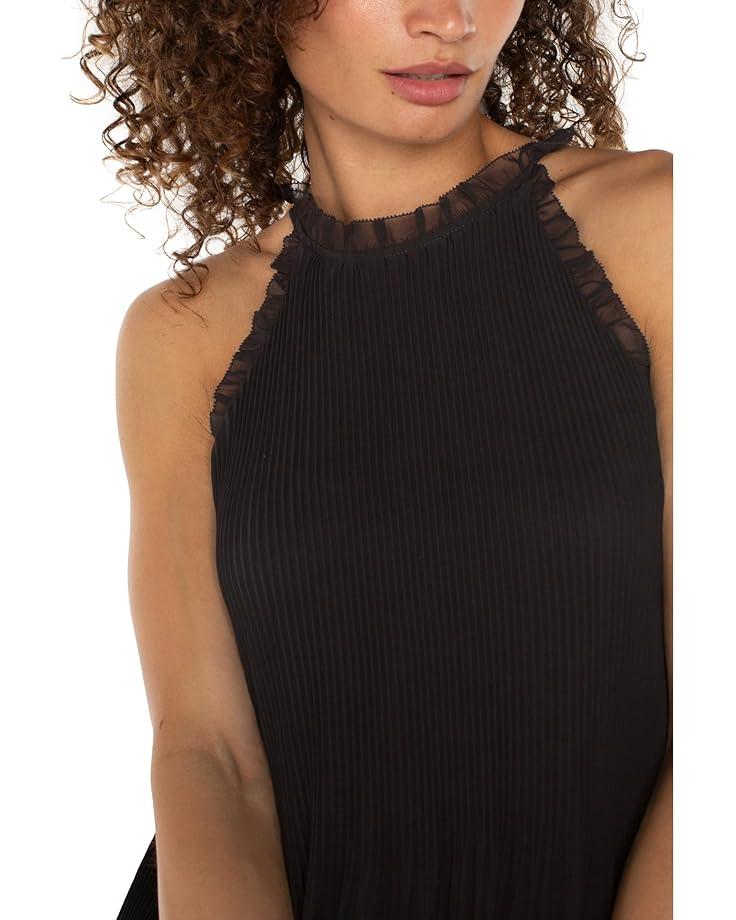 Women's Liverpool Los Angeles Sleeveless Pleated Healter Top with Ruffle Chiffon Product Image