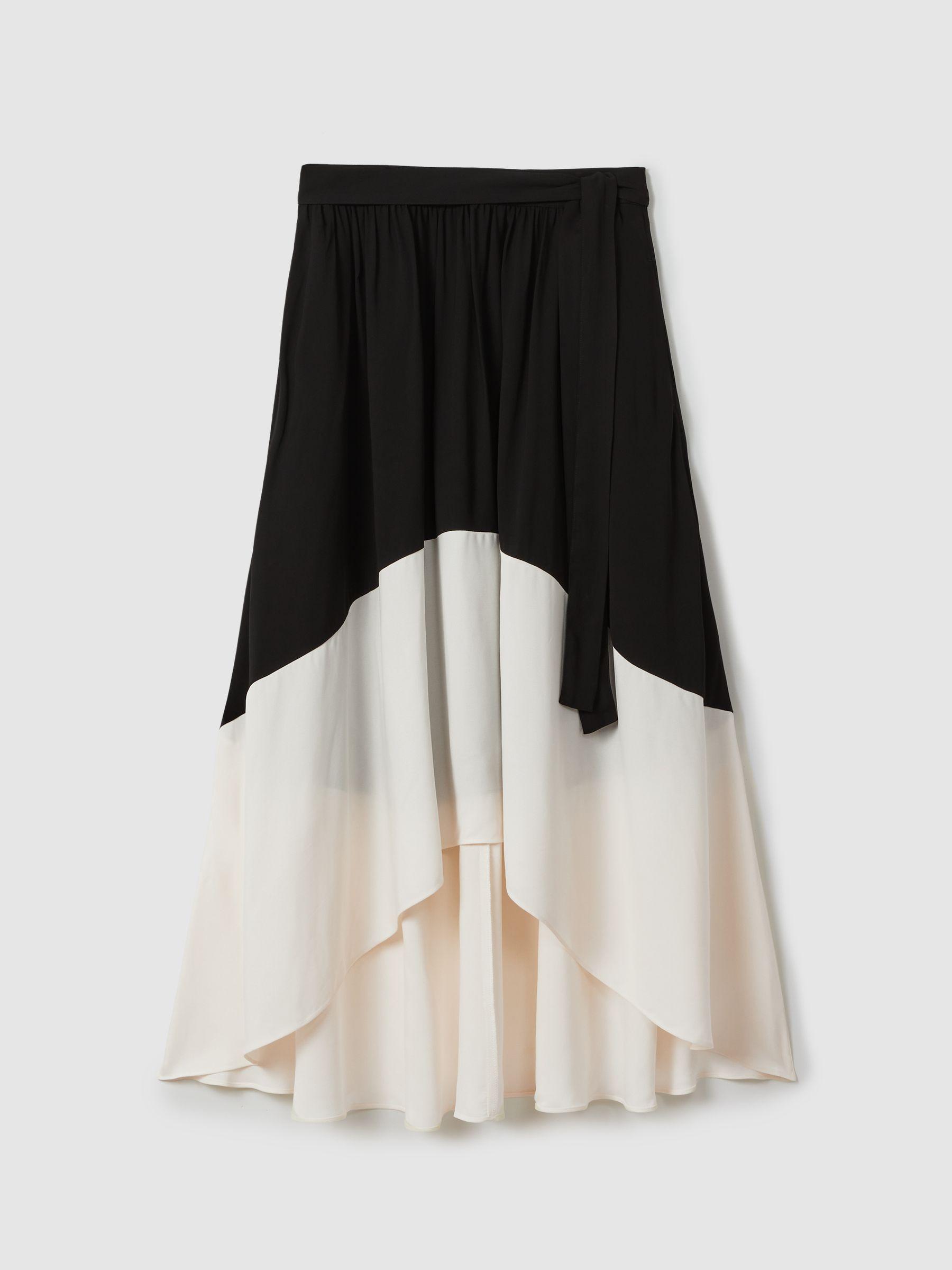 Colourblock Midi Skirt in Black/Cream Product Image