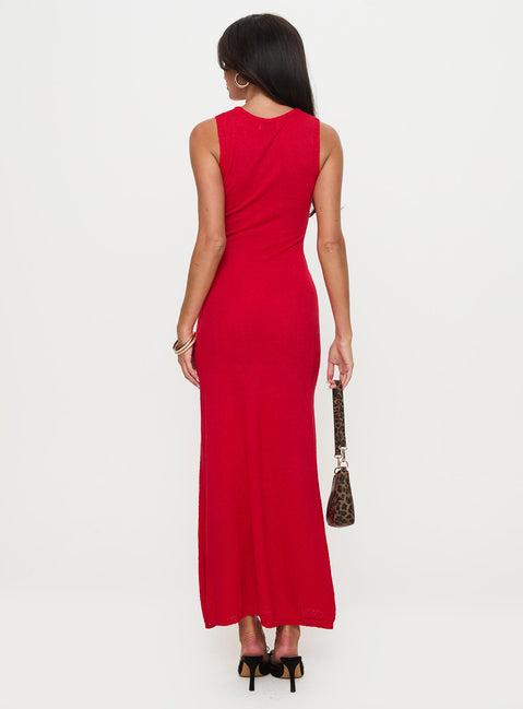 Maebie Knit Maxi Dress Red Product Image