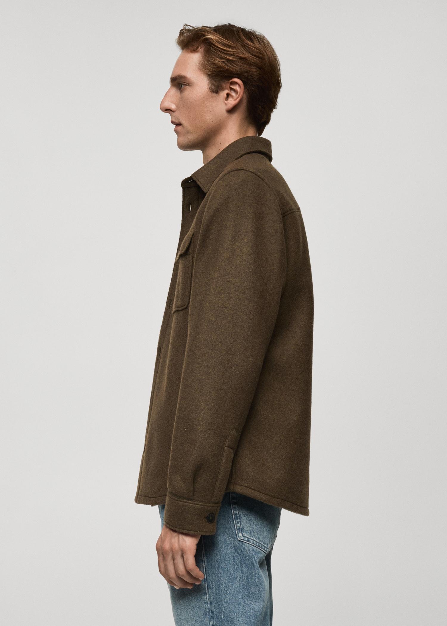 Wool-blend overshirt with pockets - Men | MANGO USA Product Image