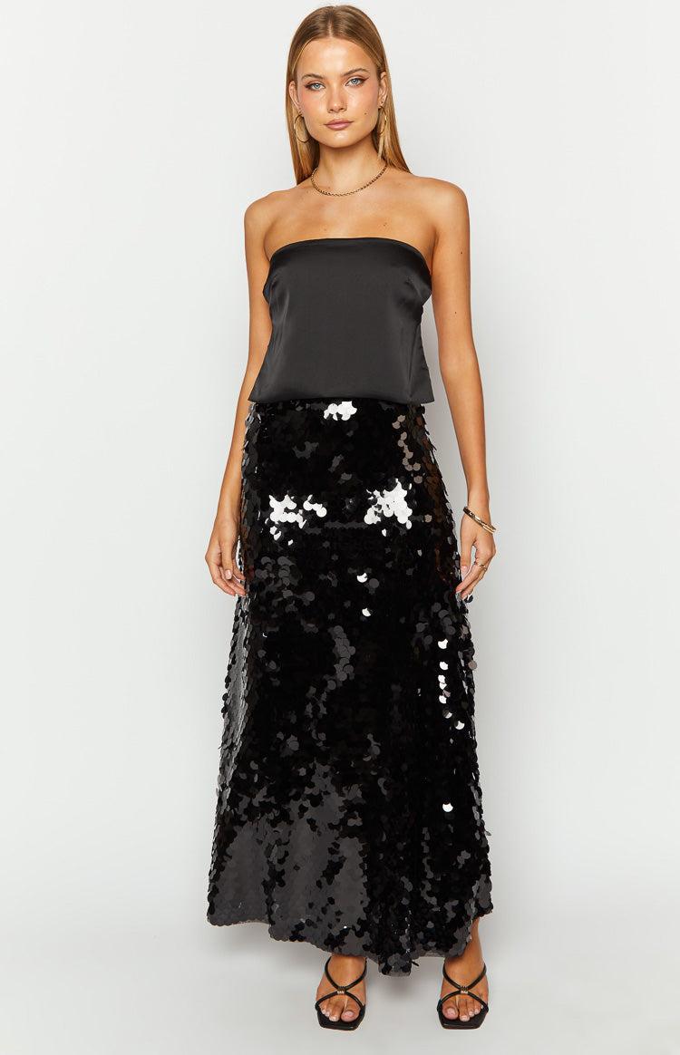 Genevieve Black Sequin Maxi Skirt Product Image