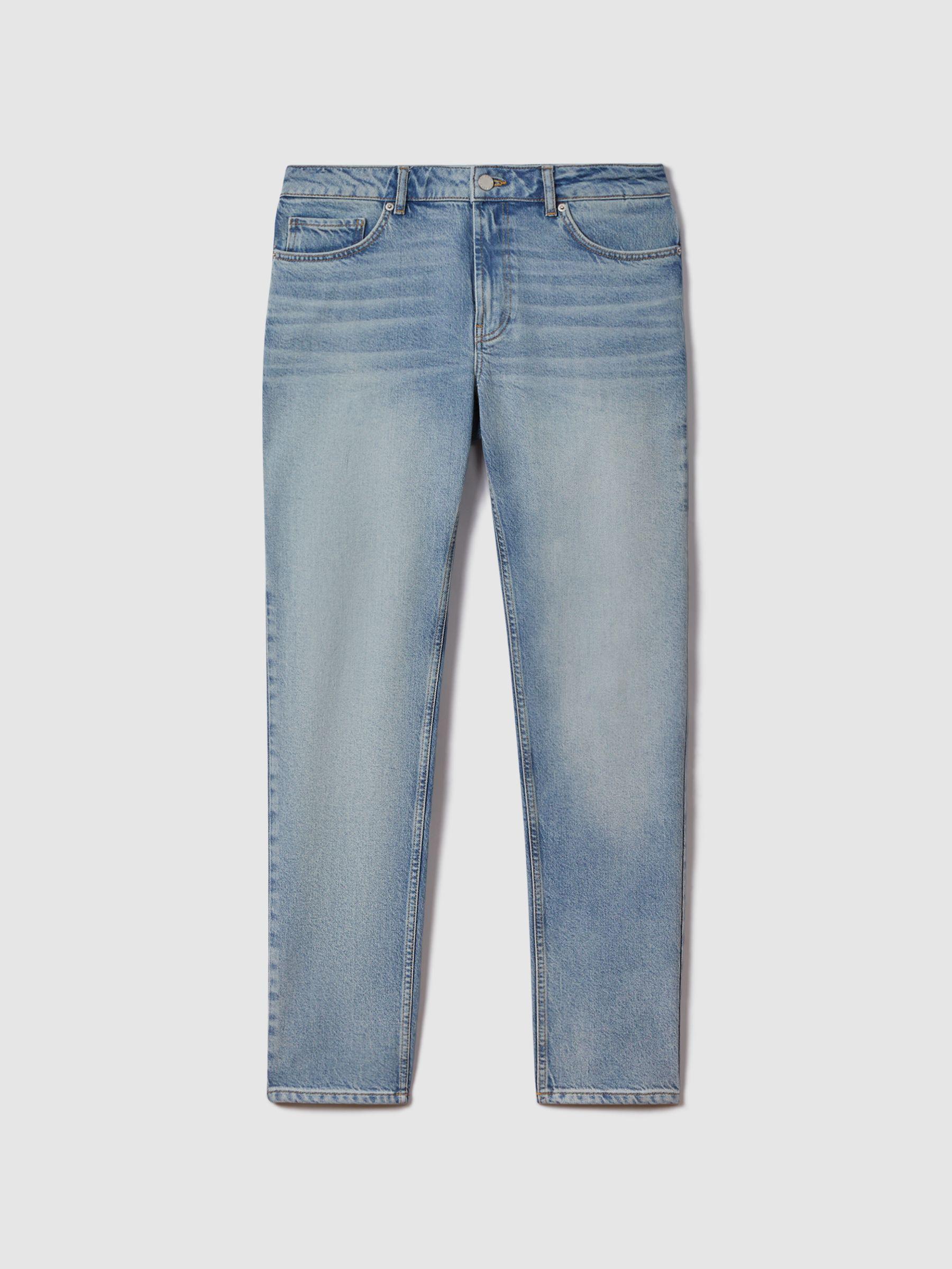 Slim Fit Washed Jeans in Light Blue Product Image