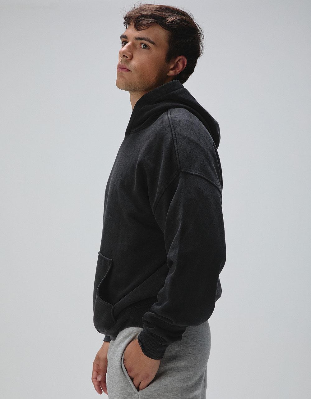 RSQ Mens Washed Oversized Hoodie - BLACK Product Image
