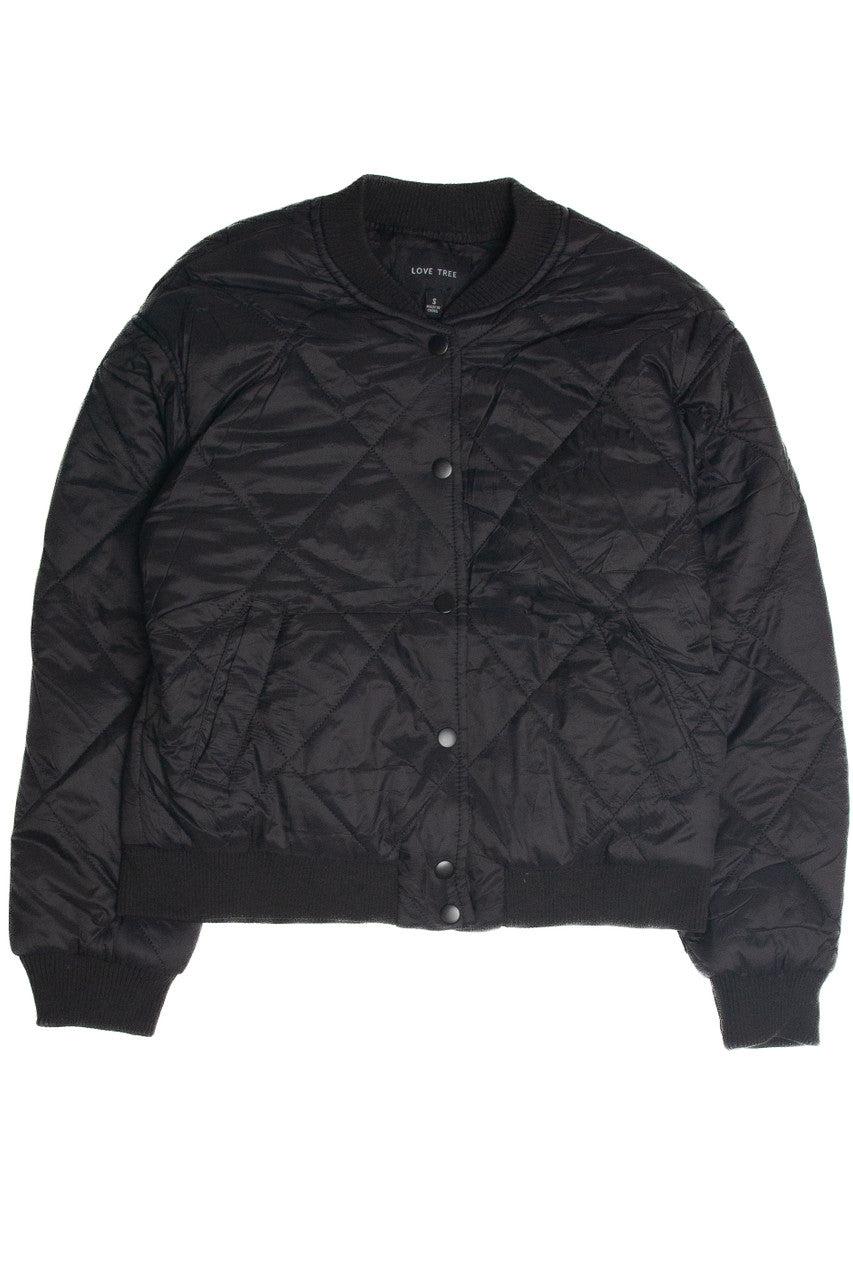 Black Quilted Bomber Jacket Product Image