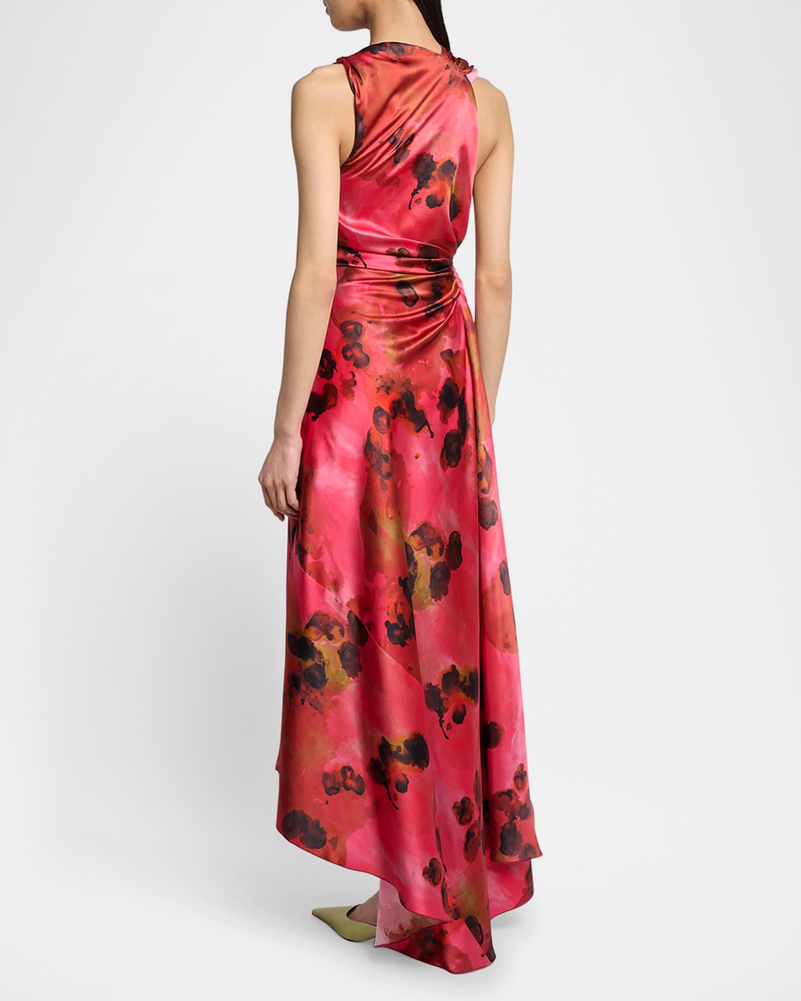 Sleeveless Draped Silk Midi Dress Product Image