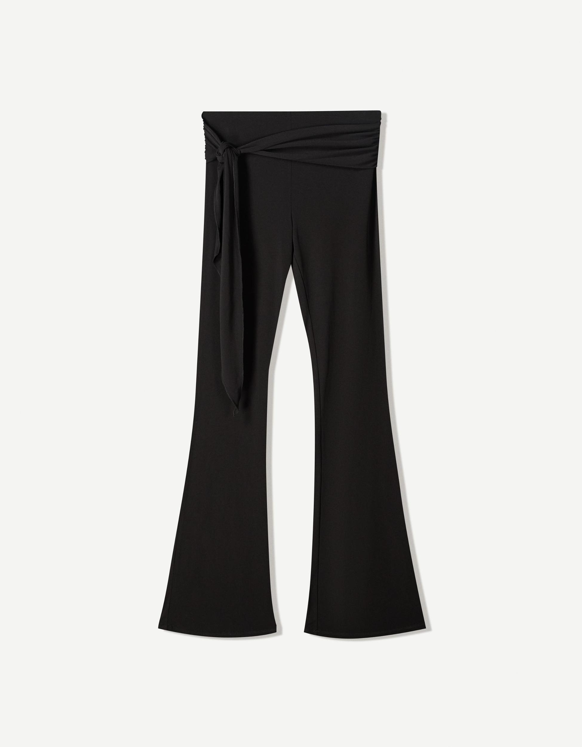 Flared pants with tied front Product Image