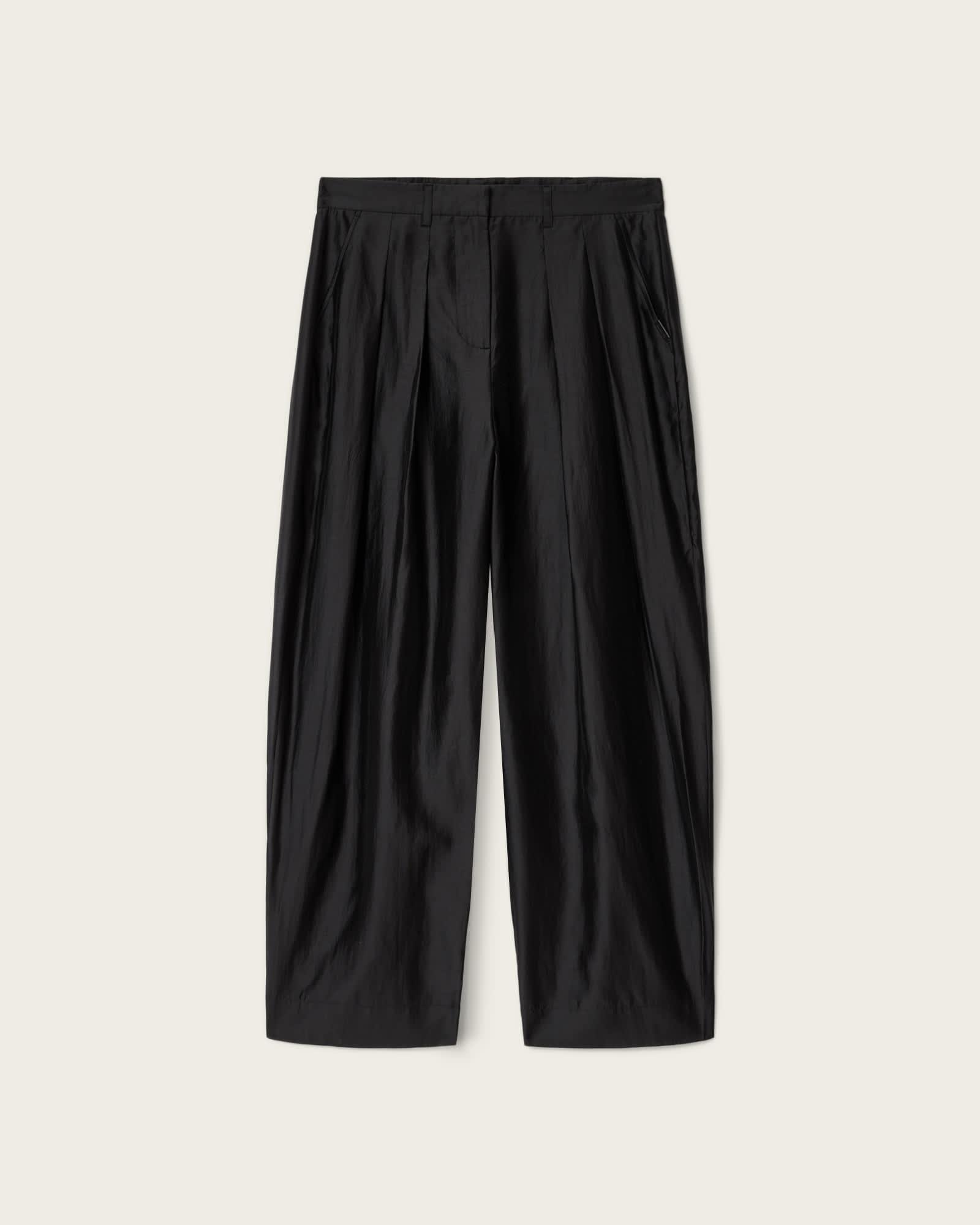 Becca Wide Leg Sheer Pants Black | ALLSAINTS US Product Image