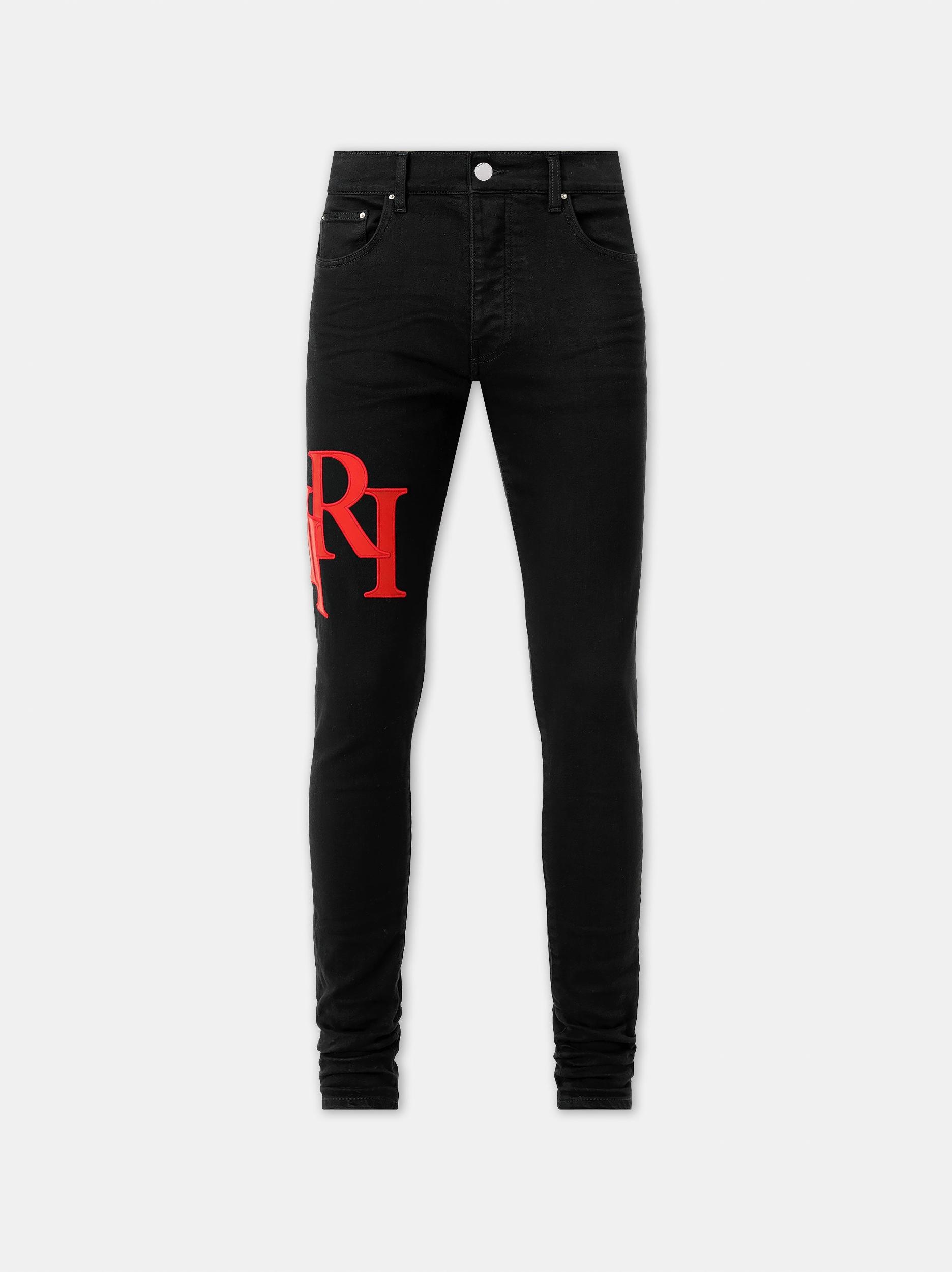 WAXED STAGGERED LOGO SKINNY JEAN - Black Wax Male Product Image