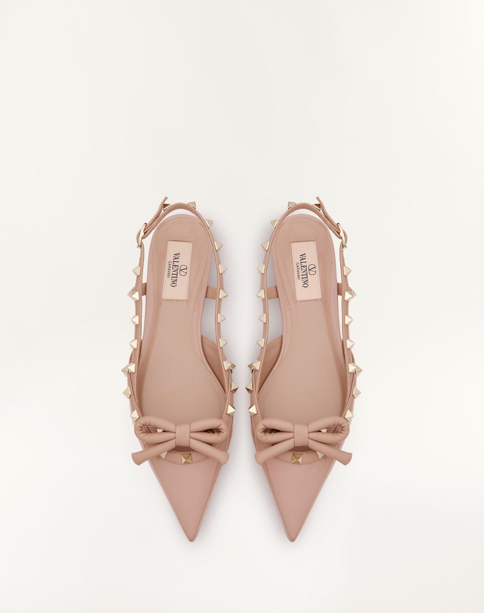 Rockstud Bow Slingback Ballerinas In Patent Leather Product Image