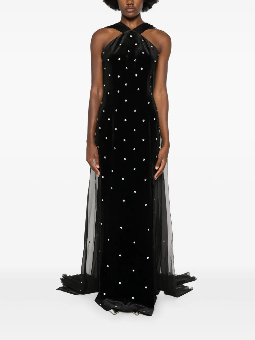 embroidered velvet dress Product Image