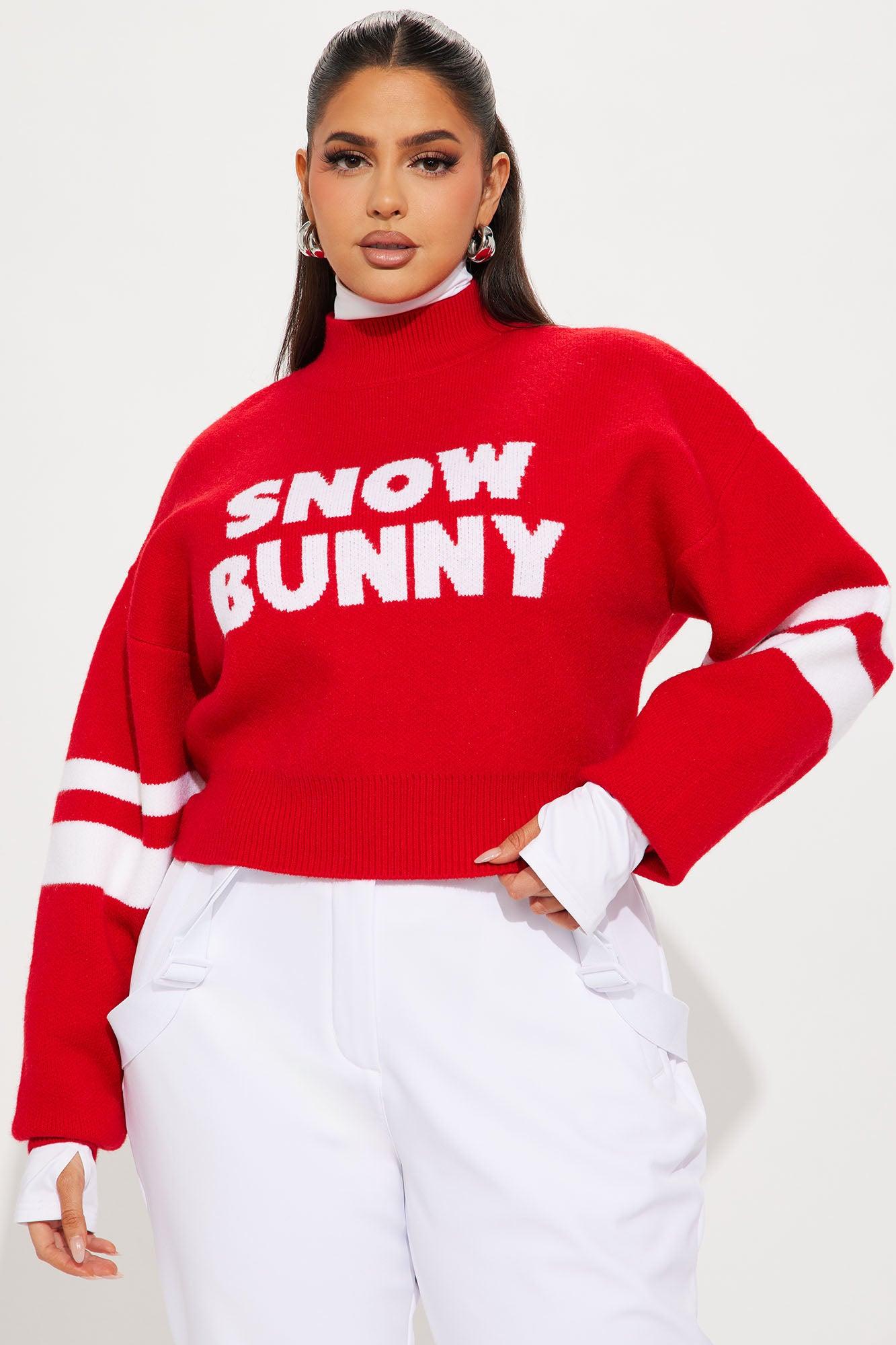 Snow Bunny Cropped Sweater - Red Product Image