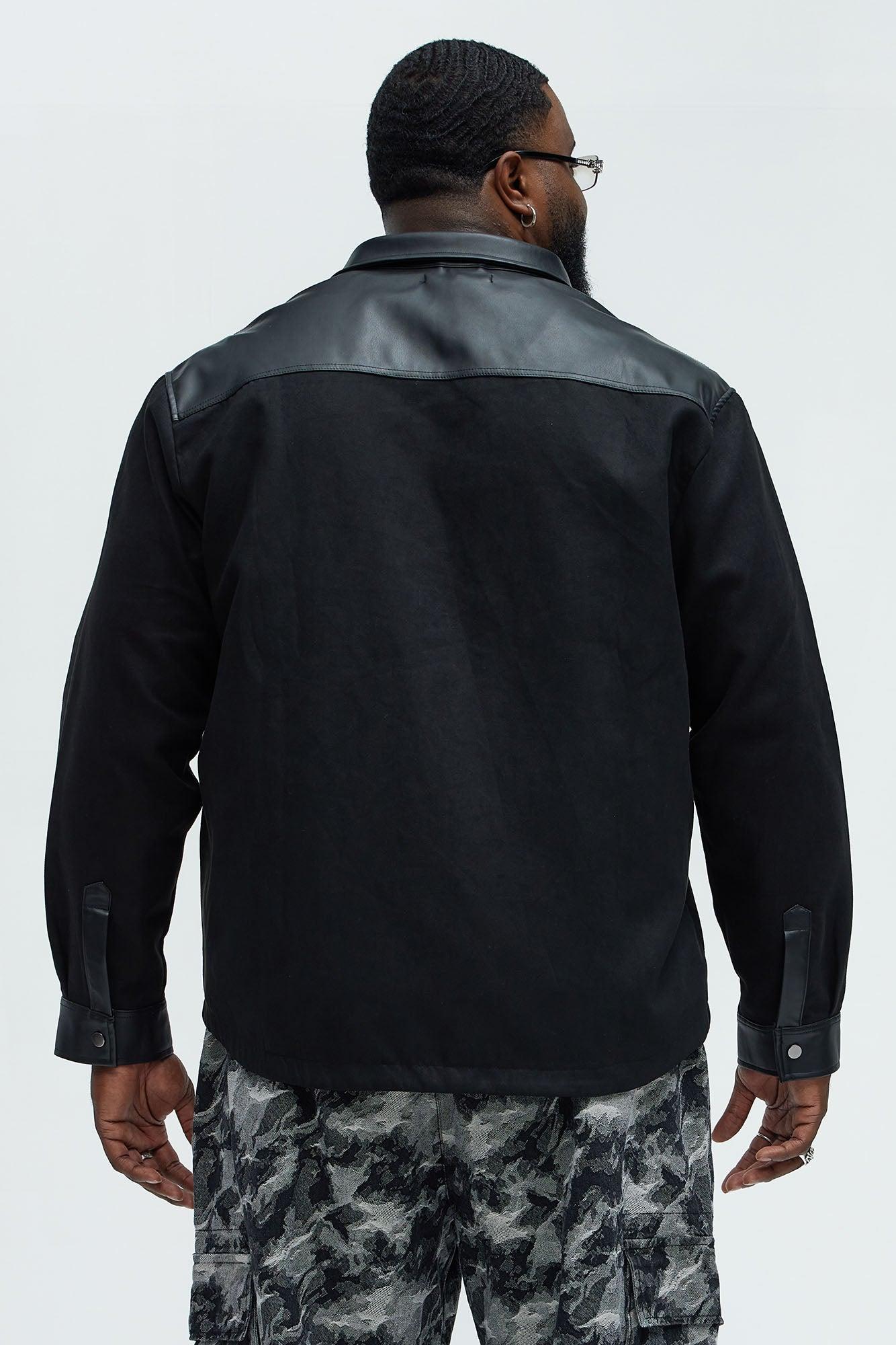 Rowdy Faux Suede Leather Shirt - Black Product Image