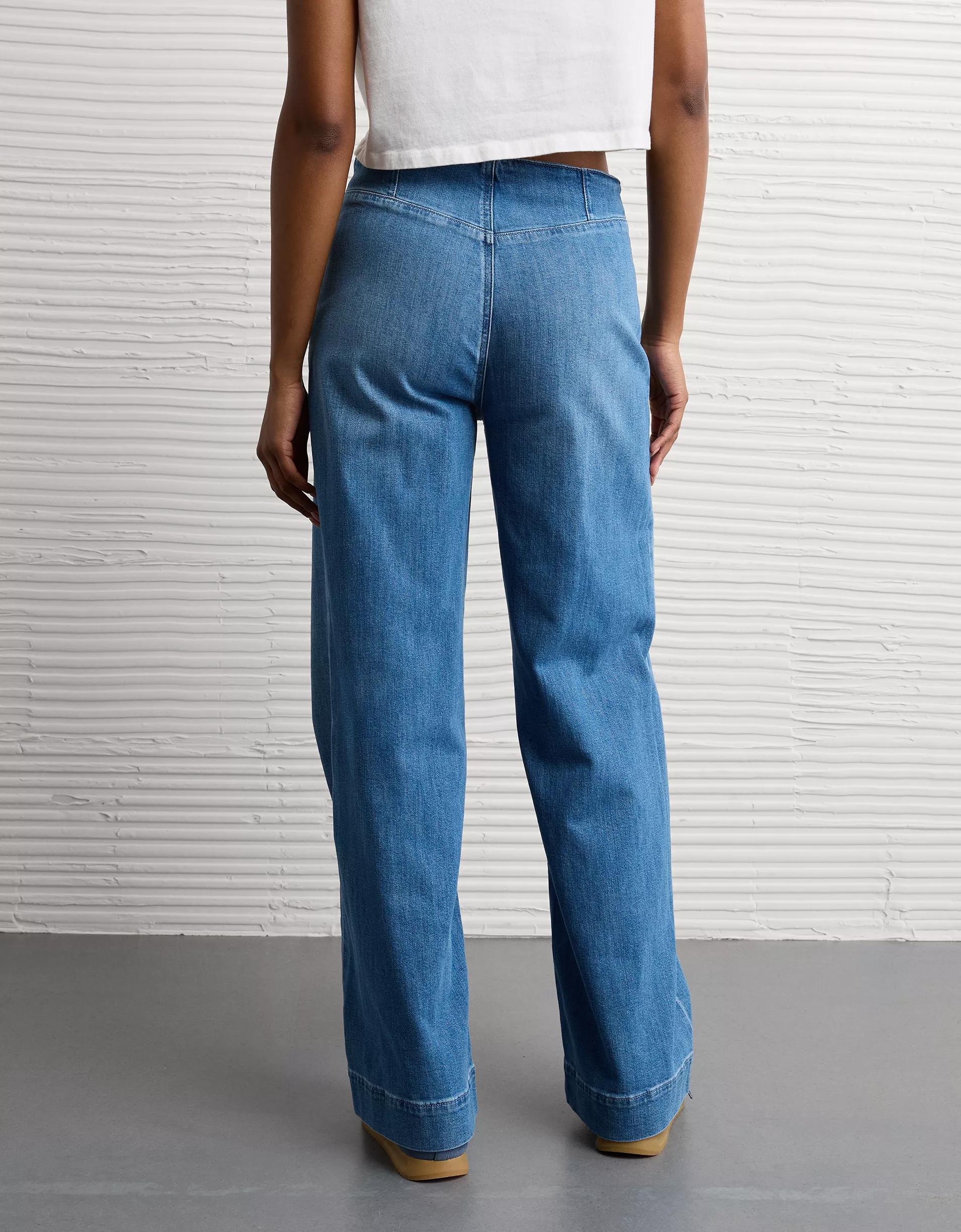 AE Dreamy Drapey Stretch Super High-Waisted Baggy Wide-Leg Jean Product Image