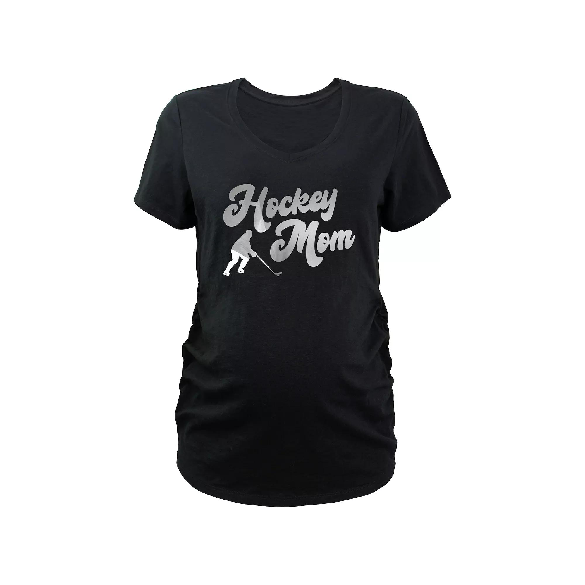 Maternity Hockey Mom V-Neck Graphic Tee, Women's, Size: XXL-MAT, Black Product Image