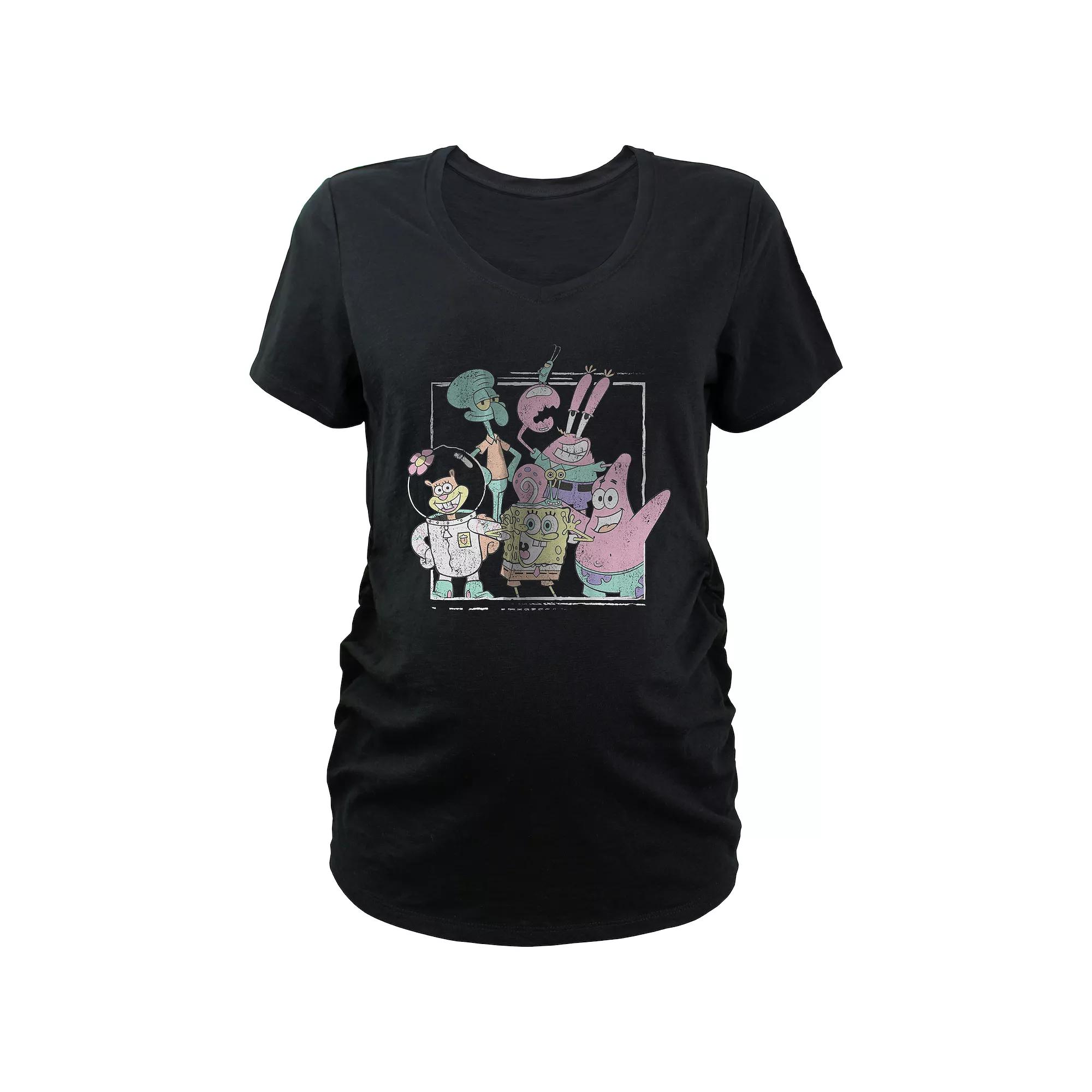 Maternity Nickelodeon SpongeBob SquarePants Bikini Bottom Character Portrait Graphic Tee, Women's, Size: Large-Mat, Black Product Image